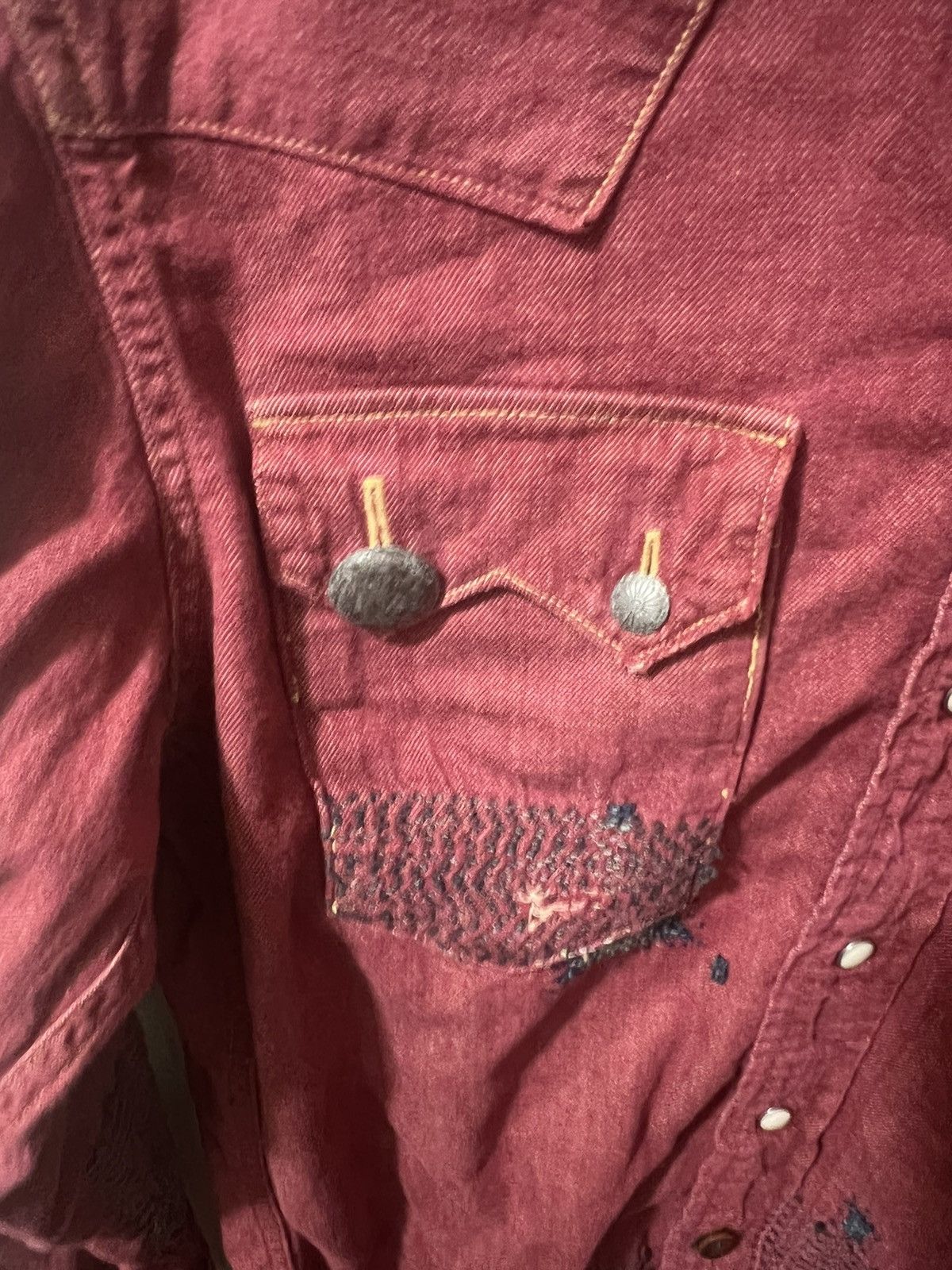Kapital Kapital burgundy patchwork button-up shirt Size US M / EU 48-50 / 2 - 4 Thumbnail