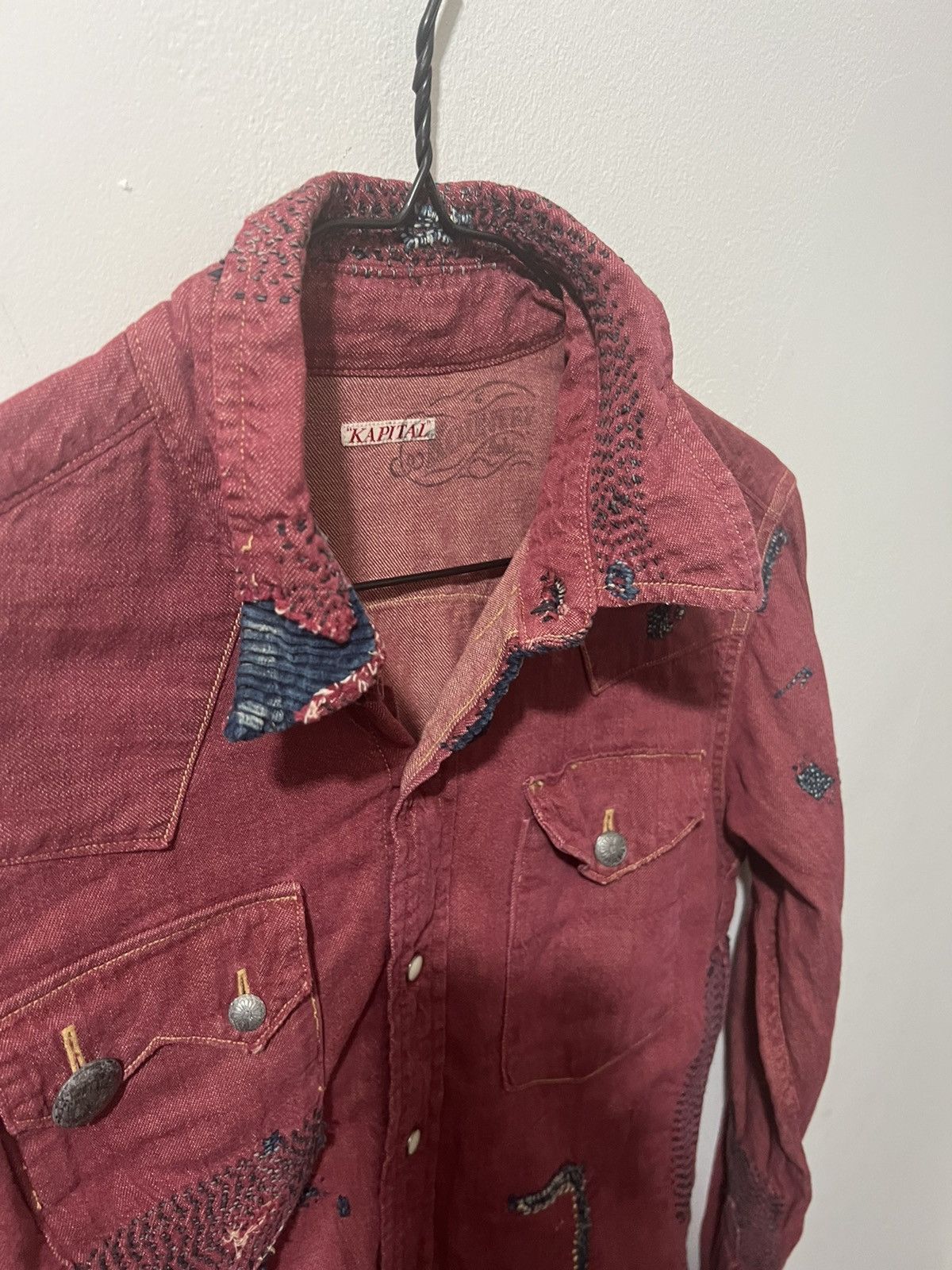 Kapital Kapital burgundy patchwork button-up shirt Size US M / EU 48-50 / 2 - 9 Thumbnail