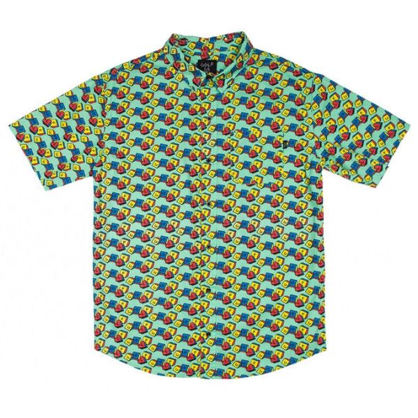 image of Golf Le Fleur x Golf Wang Blocks Button Up in Mint, Men's (Size Medium)