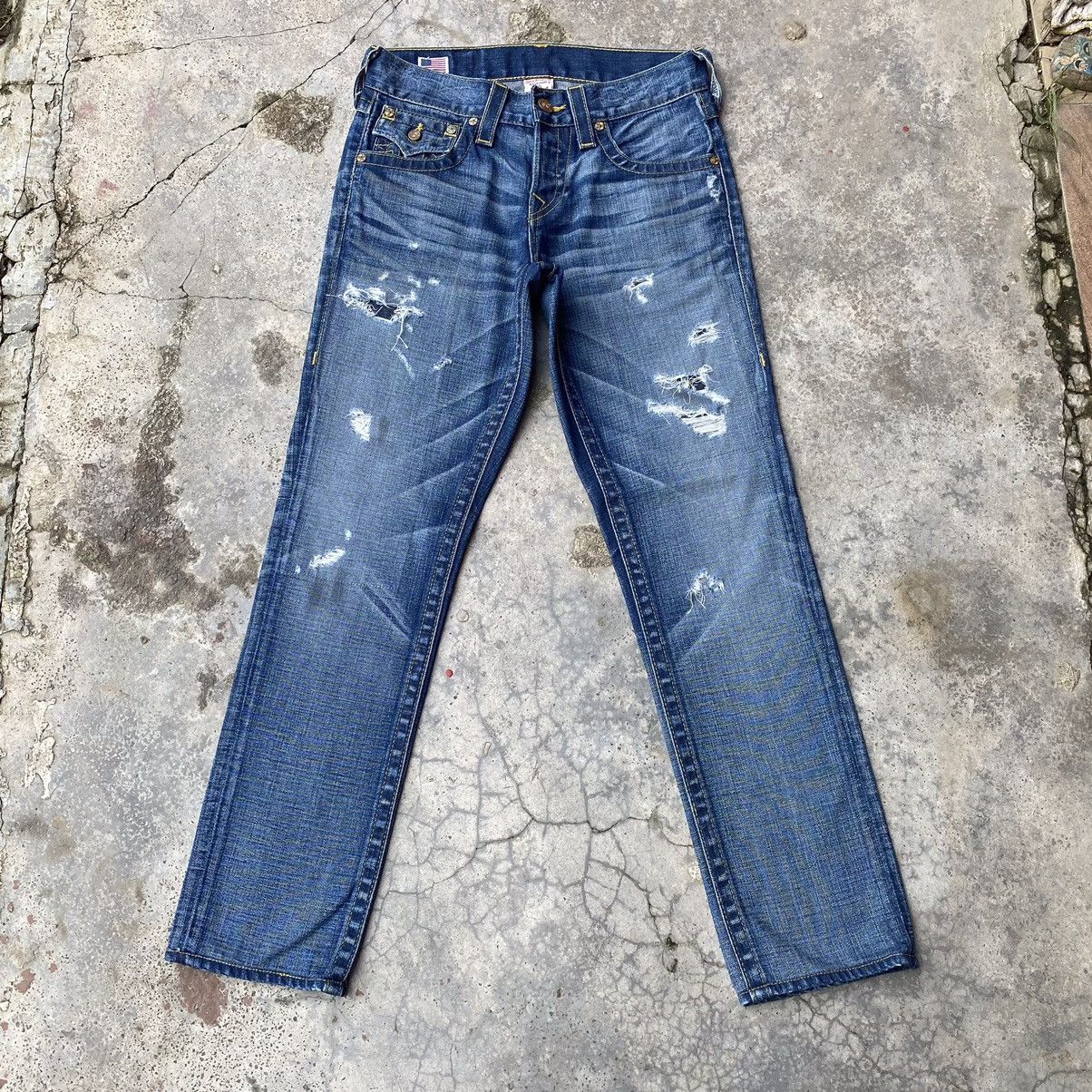 Japanese Brand × True Religion True Religion Brand Jeans Skull Patch Distressed Denim Size 28" / US 6 / IT 42 - 6 Thumbnail