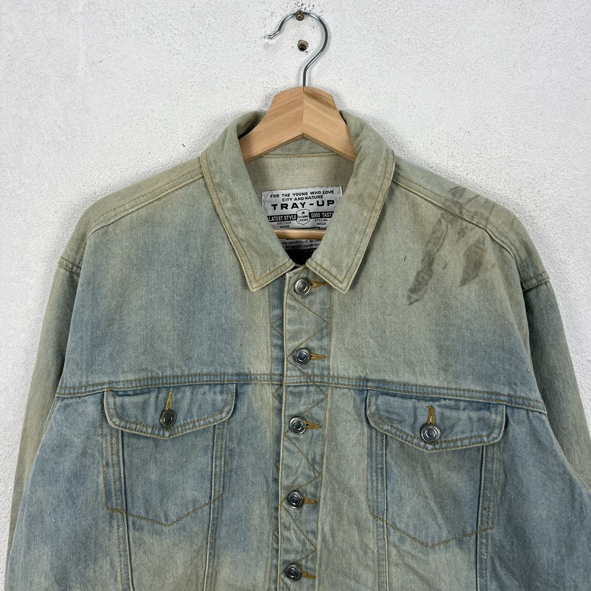 Japanese Brand VINTAGE ACID WASH STYLE CROPPED DENIM JACKET TRAY-UP Size US M / EU 48-50 / 2 - 3 Thumbnail