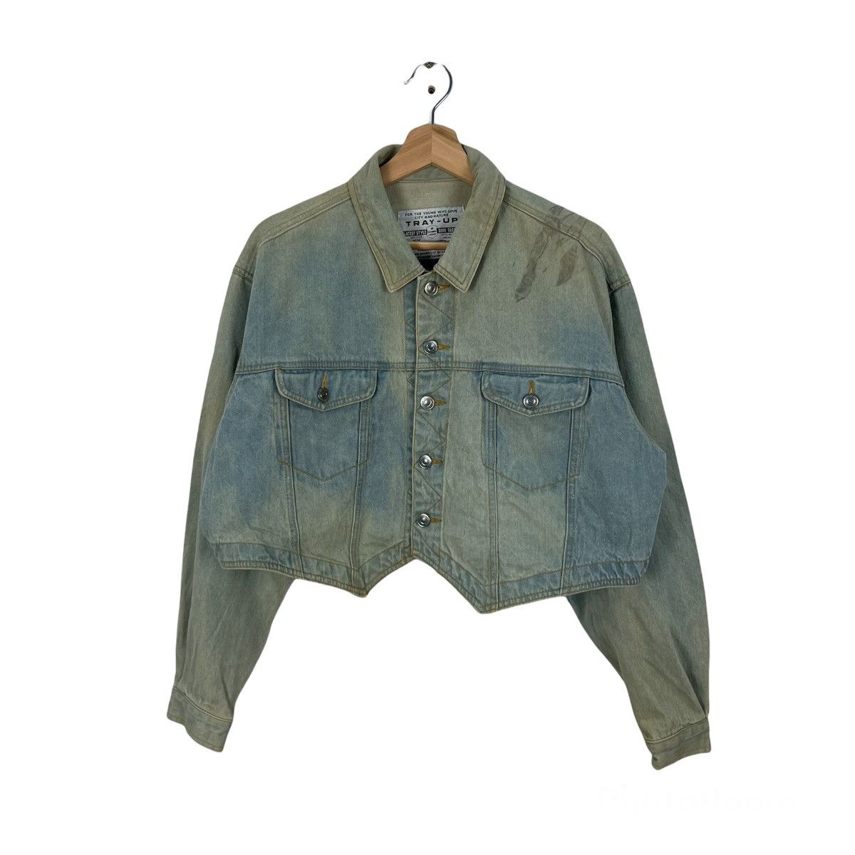 Japanese Brand VINTAGE ACID WASH STYLE CROPPED DENIM JACKET TRAY-UP Size US M / EU 48-50 / 2 - 1 Thumbnail