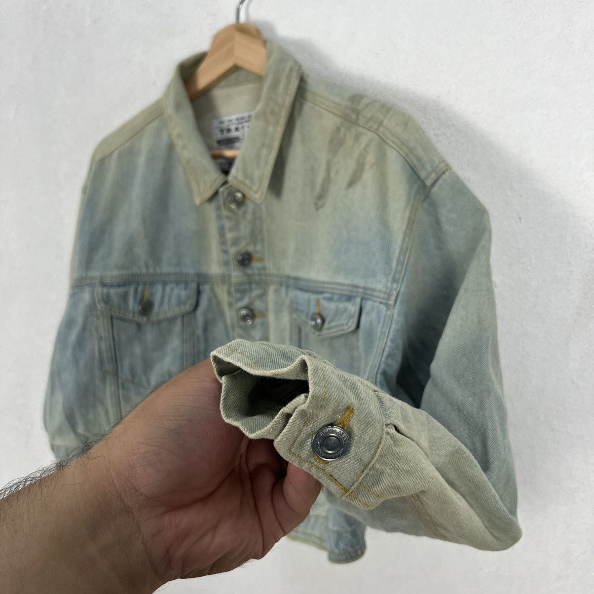 Japanese Brand VINTAGE ACID WASH STYLE CROPPED DENIM JACKET TRAY-UP Size US M / EU 48-50 / 2 - 6 Thumbnail