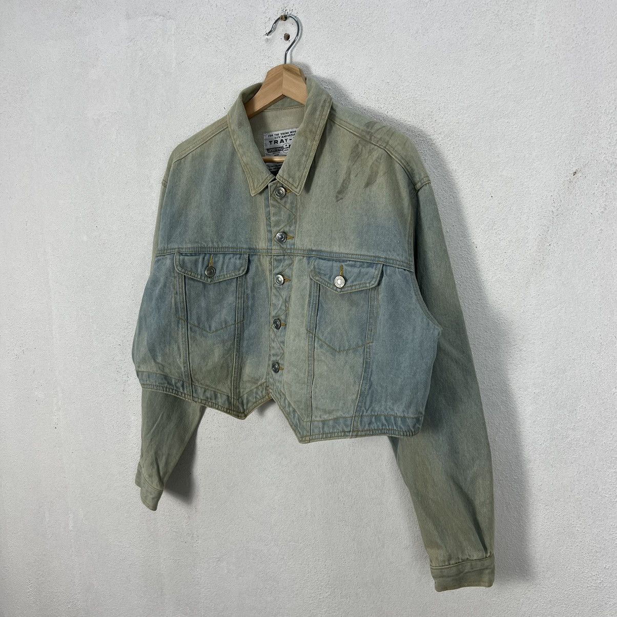 Japanese Brand VINTAGE ACID WASH STYLE CROPPED DENIM JACKET TRAY-UP Size US M / EU 48-50 / 2 - 2 Thumbnail