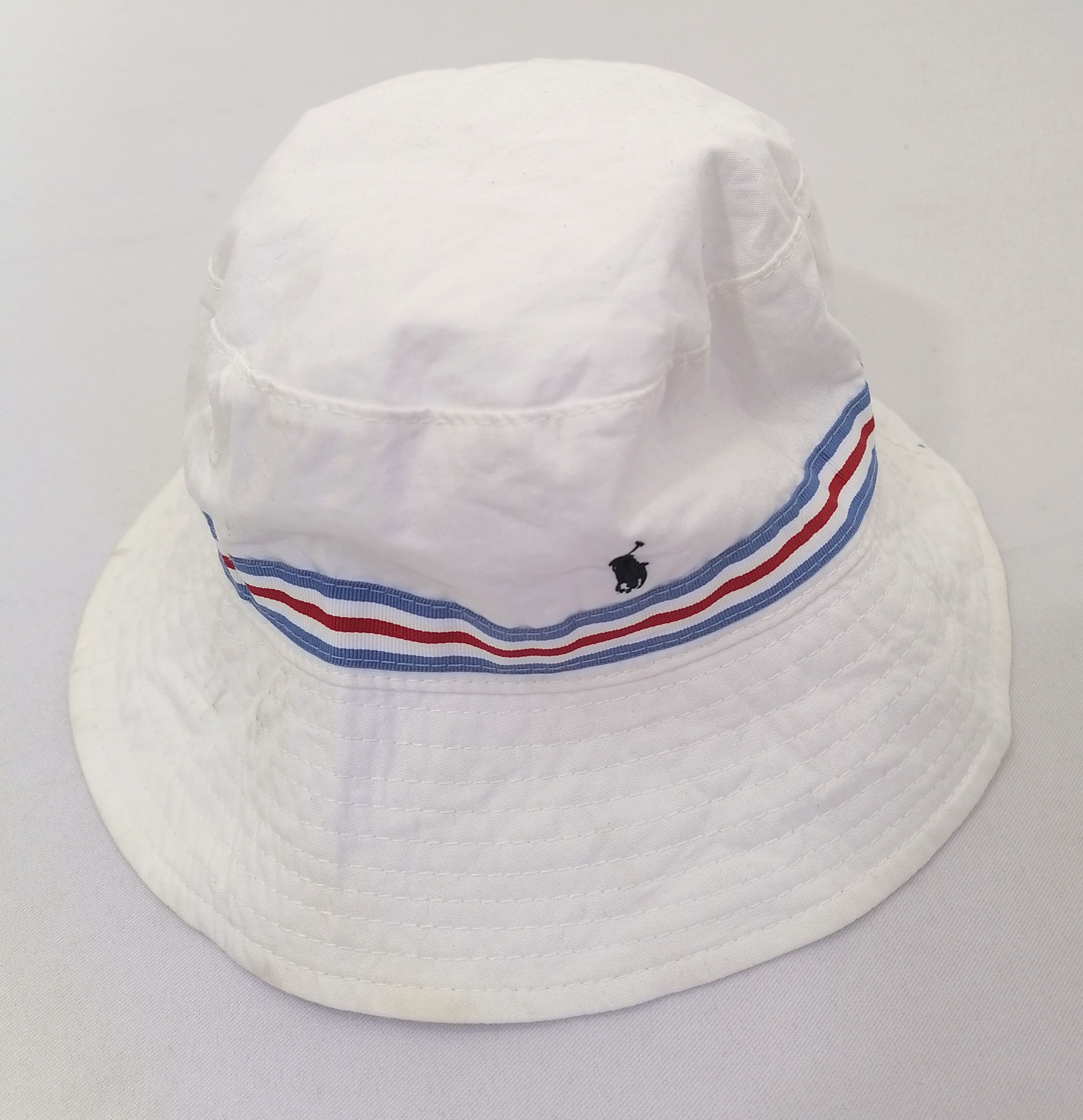 Pre-owned Polo Ralph Lauren T Stripes Bucket Hat In White