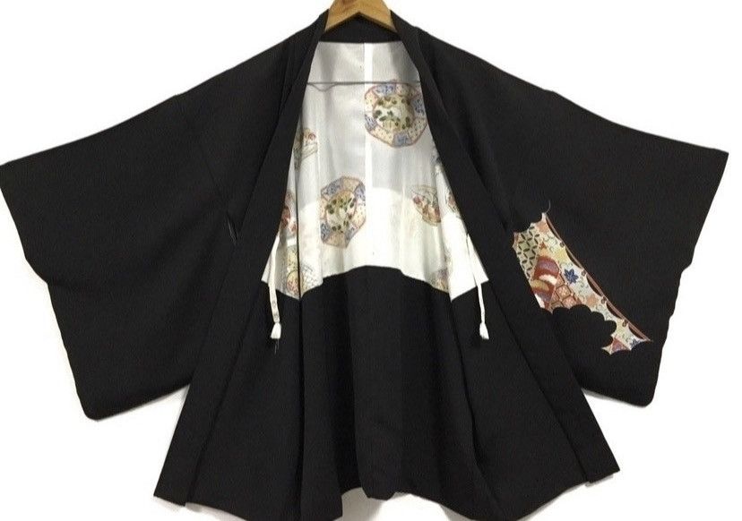 🇯🇵Pachwork KIMONO silk Vintage Japan black Colour
