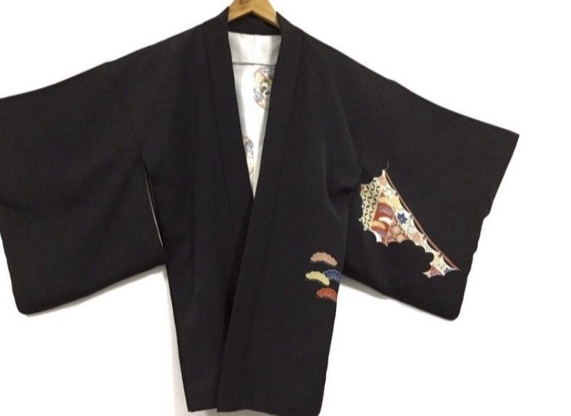 🇯🇵Pachwork KIMONO silk Vintage Japan black Colour