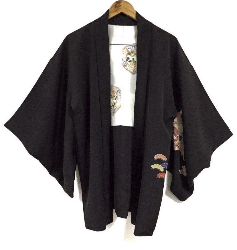 🇯🇵Pachwork KIMONO silk Vintage Japan black Colour