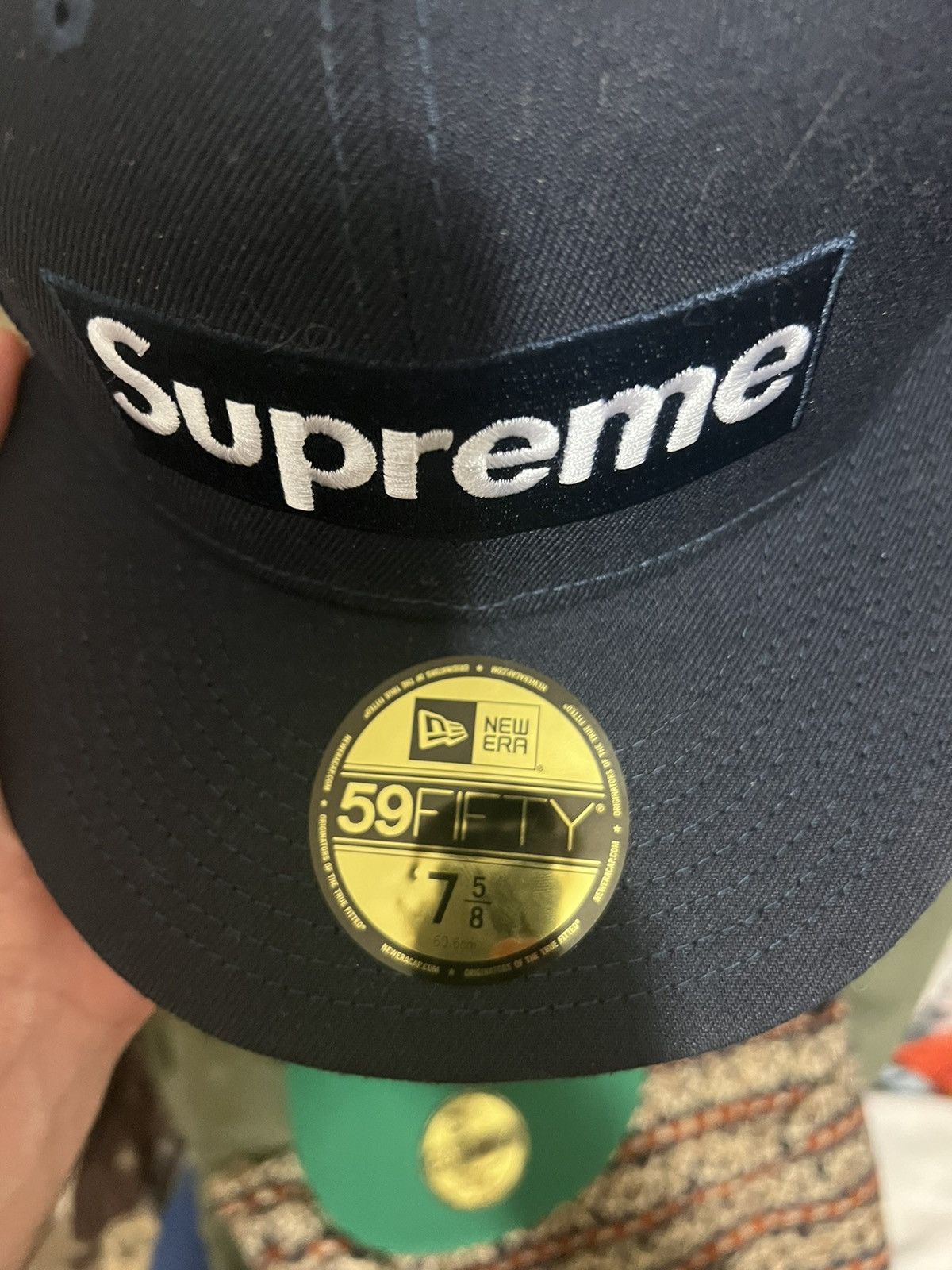 Supreme Supreme New Era No Comp Box Logo Navy fitted hat 7 5/8