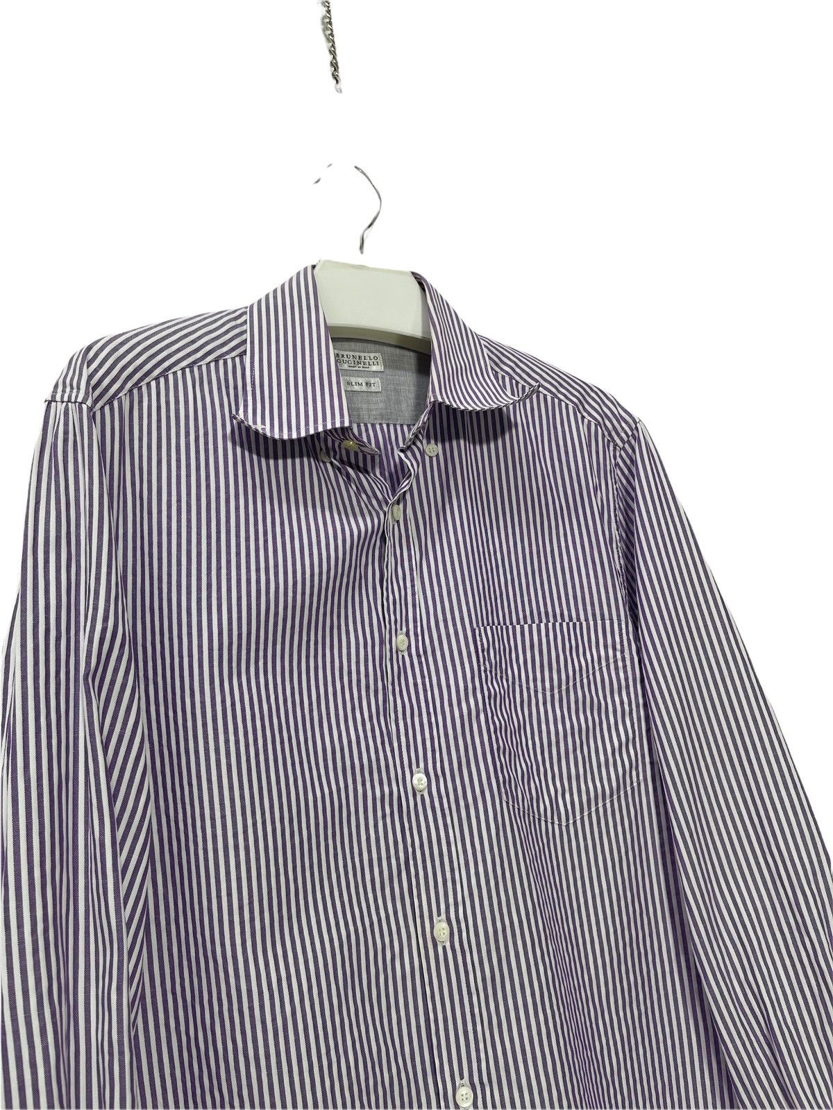 Brunello Cucinelli Made in Italy Striped Slim Button Shirt 3🟩3 Size US M / EU 48-50 / 2 - 1 Thumbnail