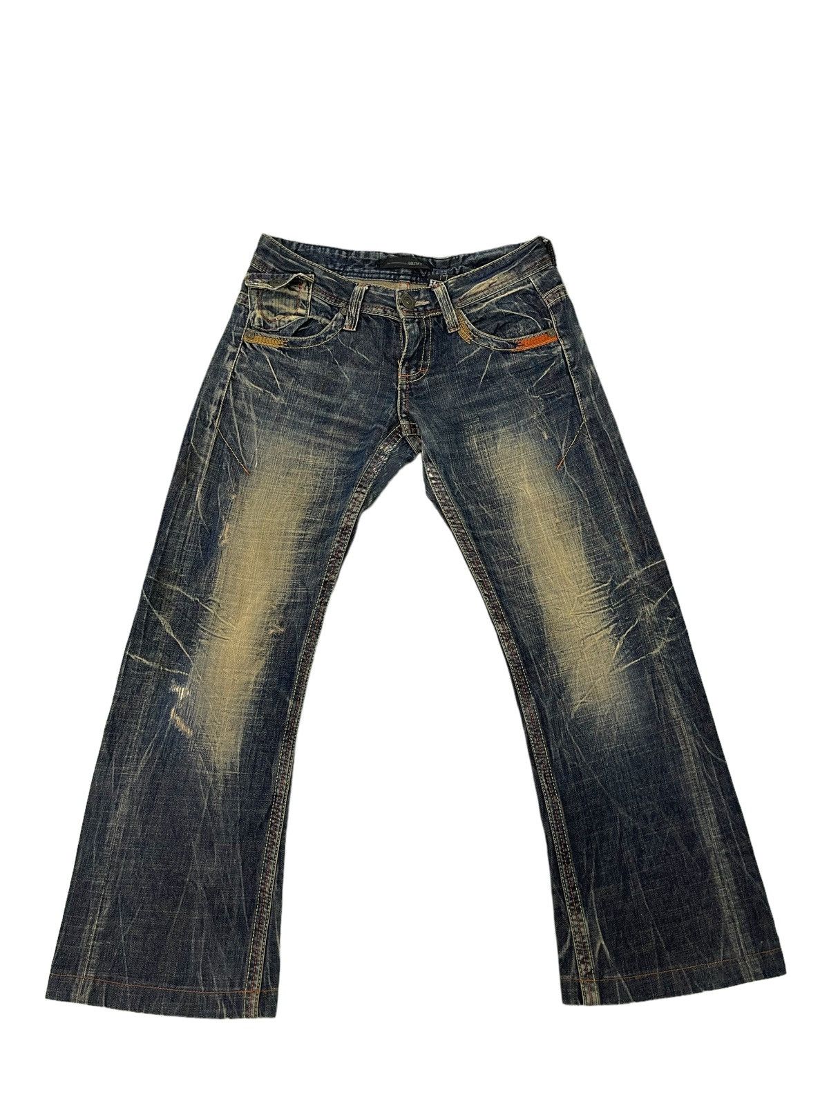 Japanese Brand Flare Jeans Lolita Curv Leg Acid Wash Low Rise Boot 2🟦9 Size US 31 - 10 Thumbnail