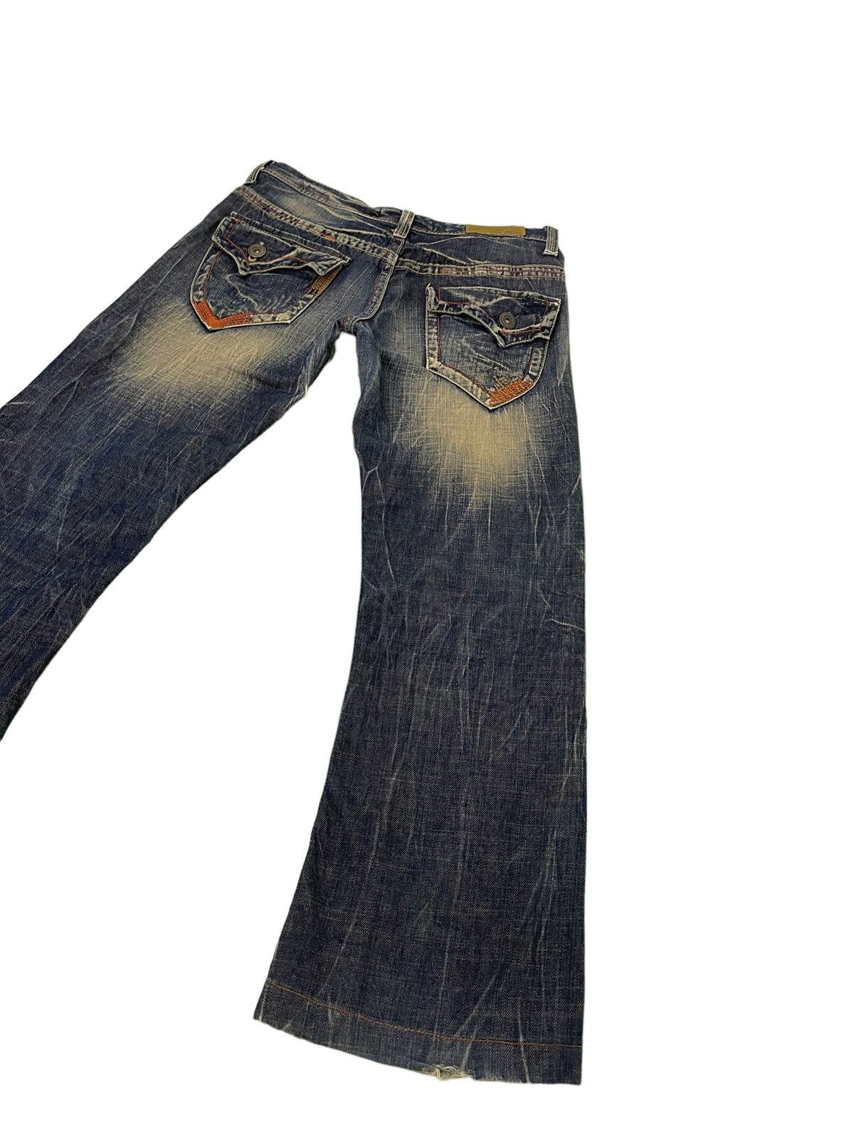 Japanese Brand Flare Jeans Lolita Curv Leg Acid Wash Low Rise Boot 2🟦9 Size US 31 - 3 Thumbnail