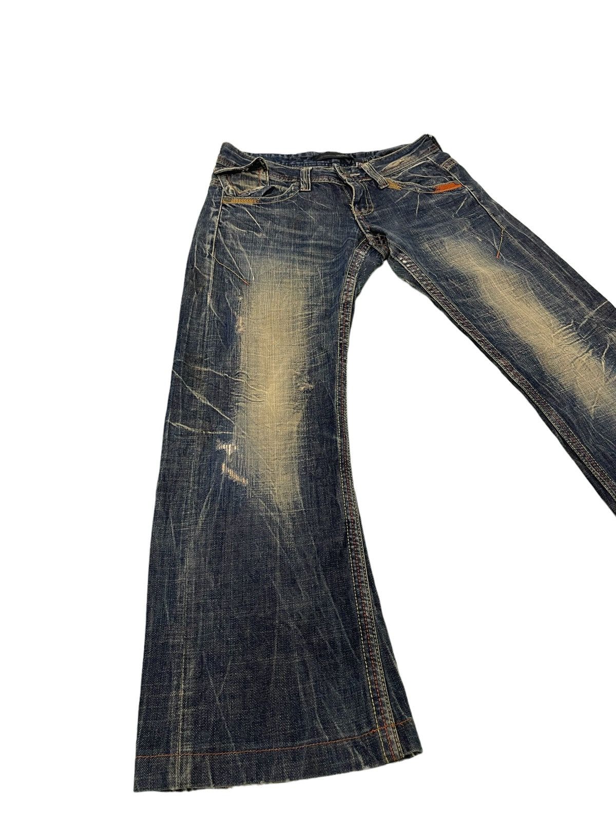 Japanese Brand Flare Jeans Lolita Curv Leg Acid Wash Low Rise Boot 2🟦9 Size US 31 - 11 Thumbnail