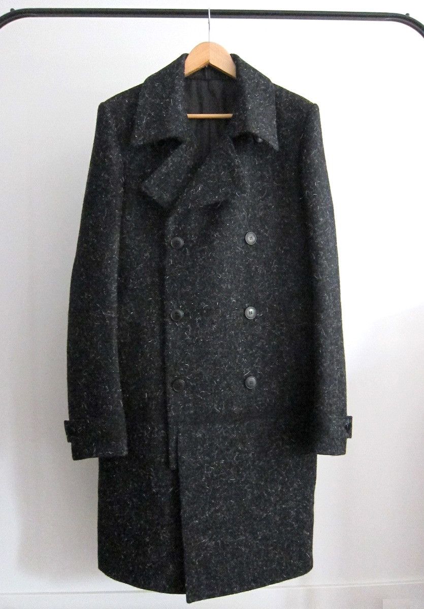 image of Deepti Vulcanized Long Caban Coat $3000 in Charcoal Grey, Men's (Size Large)