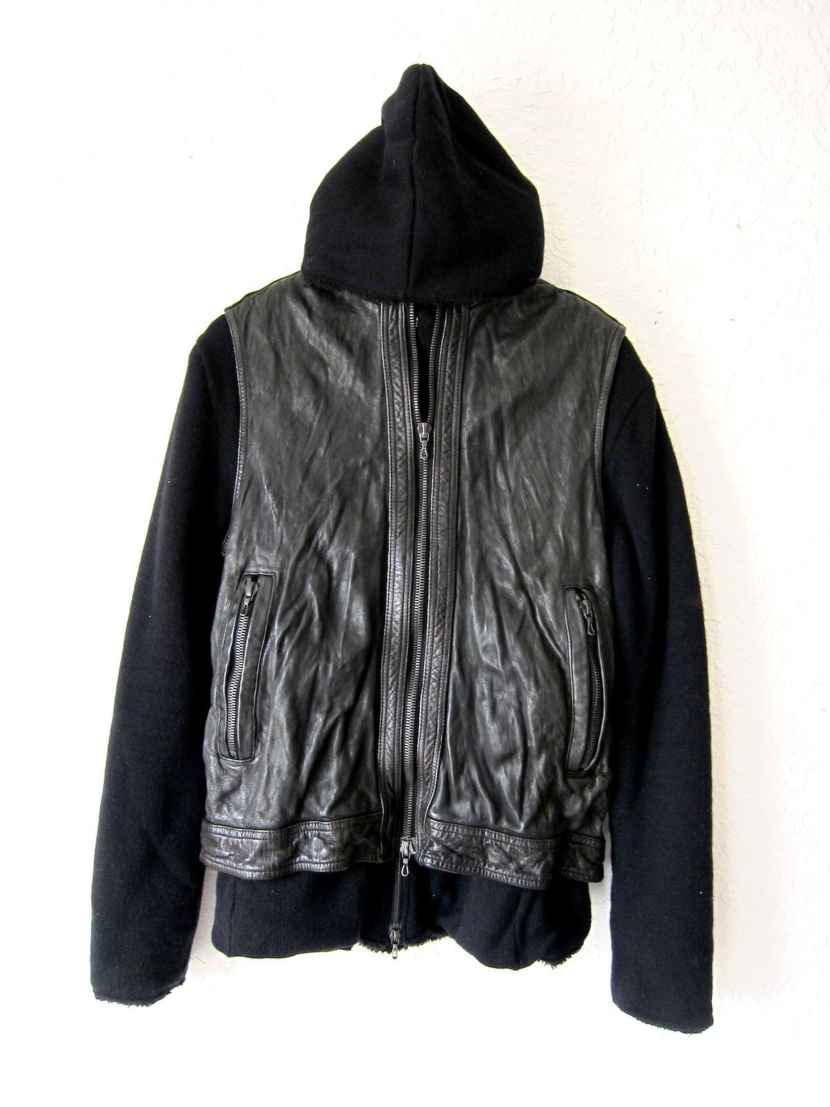 image of Shellac Leather / Poly Fur Combo Jacket in Black, Men's (Size Small)