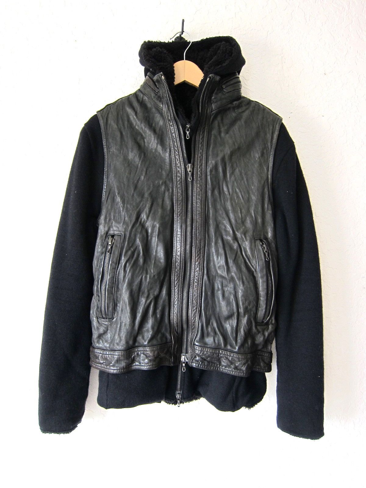 Shellac *NEW* 2-IN-1 LEATHER VEST FUR JACKET Size US S / EU 44-46 / 1 - 3 Thumbnail