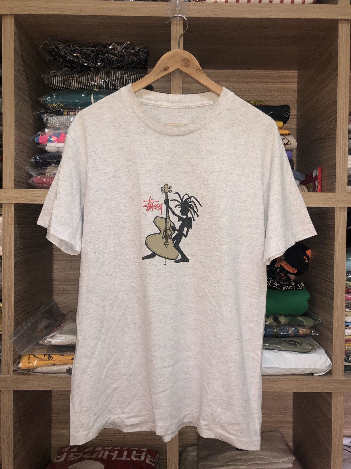 Stussy Vintage 90s Stussy Big Logo Print Stussy Guitar Tshirts Size US L / EU 52-54 / 3 - 1 Thumbnail