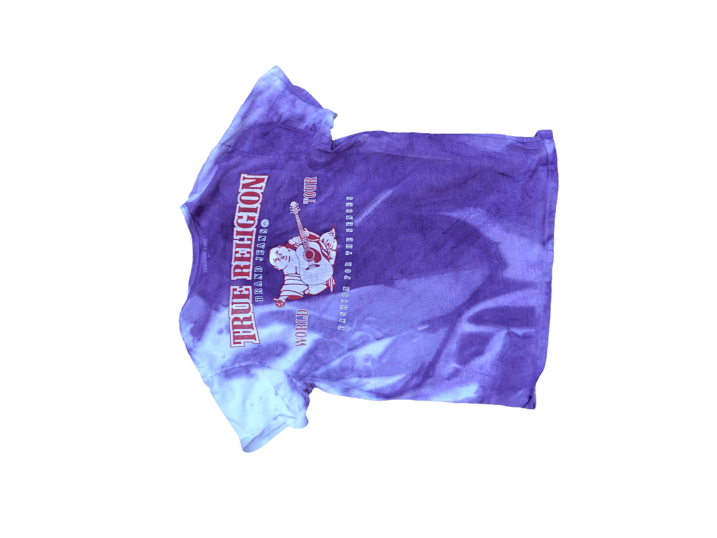 Vintage Tie Dyed True Religion Shirt White/Purple Small