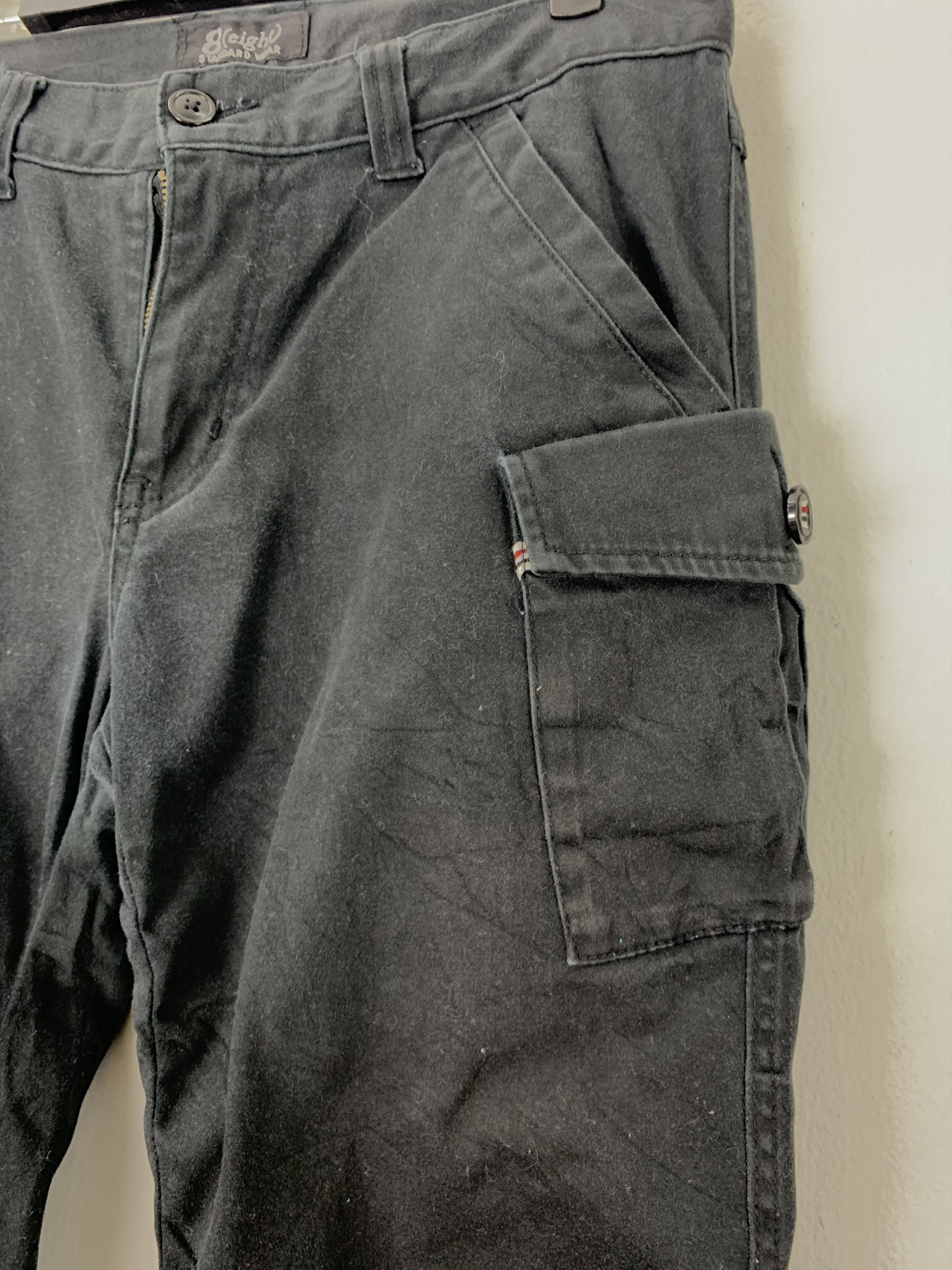 Japanese Brand Cargo Pants 8(Eight) skinny multipocket Black Streetwear Size US 32 / EU 48 - 2 Thumbnail