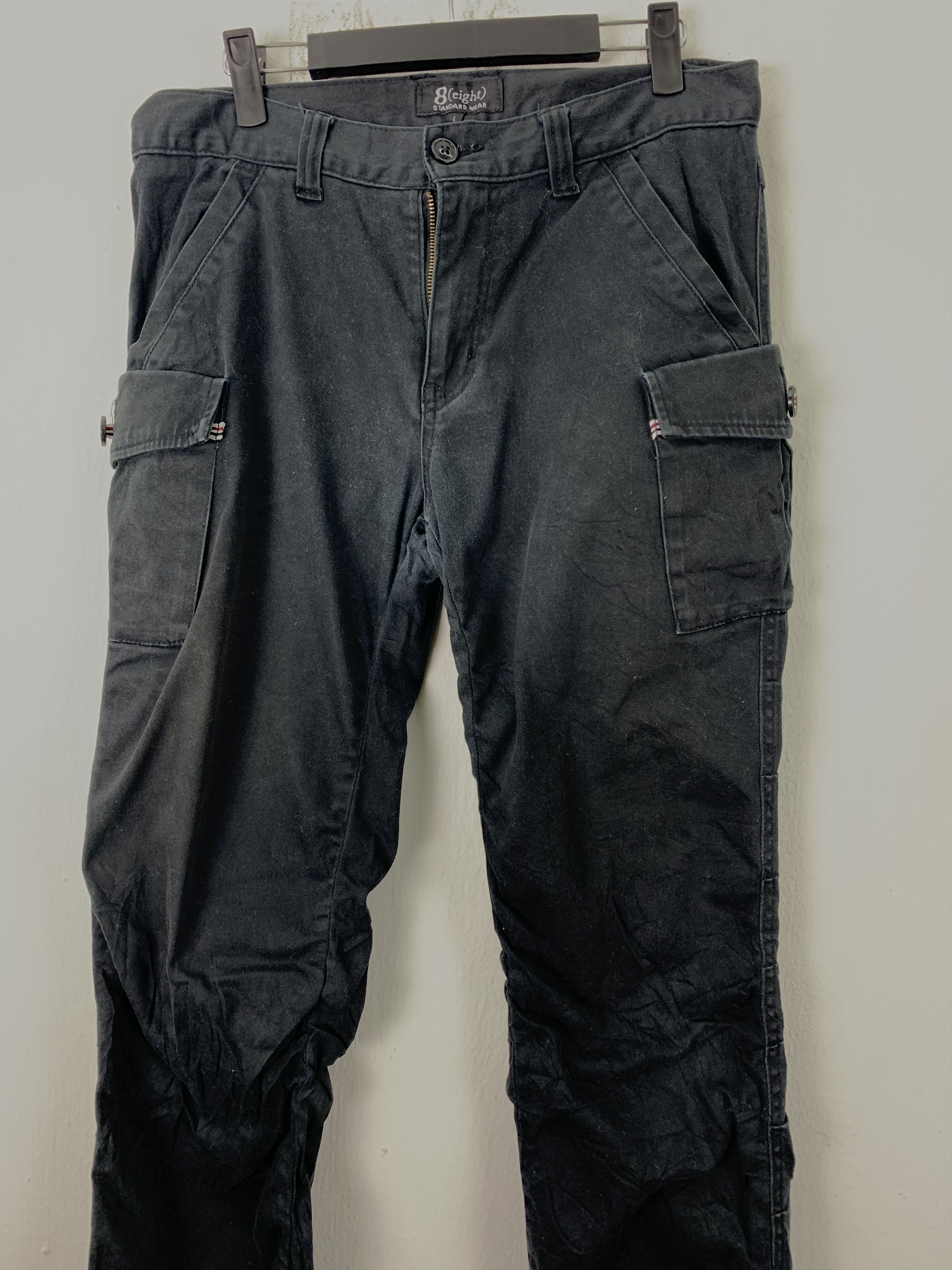 Japanese Brand Cargo Pants 8(Eight) skinny multipocket Black Streetwear Size US 32 / EU 48 - 3 Thumbnail