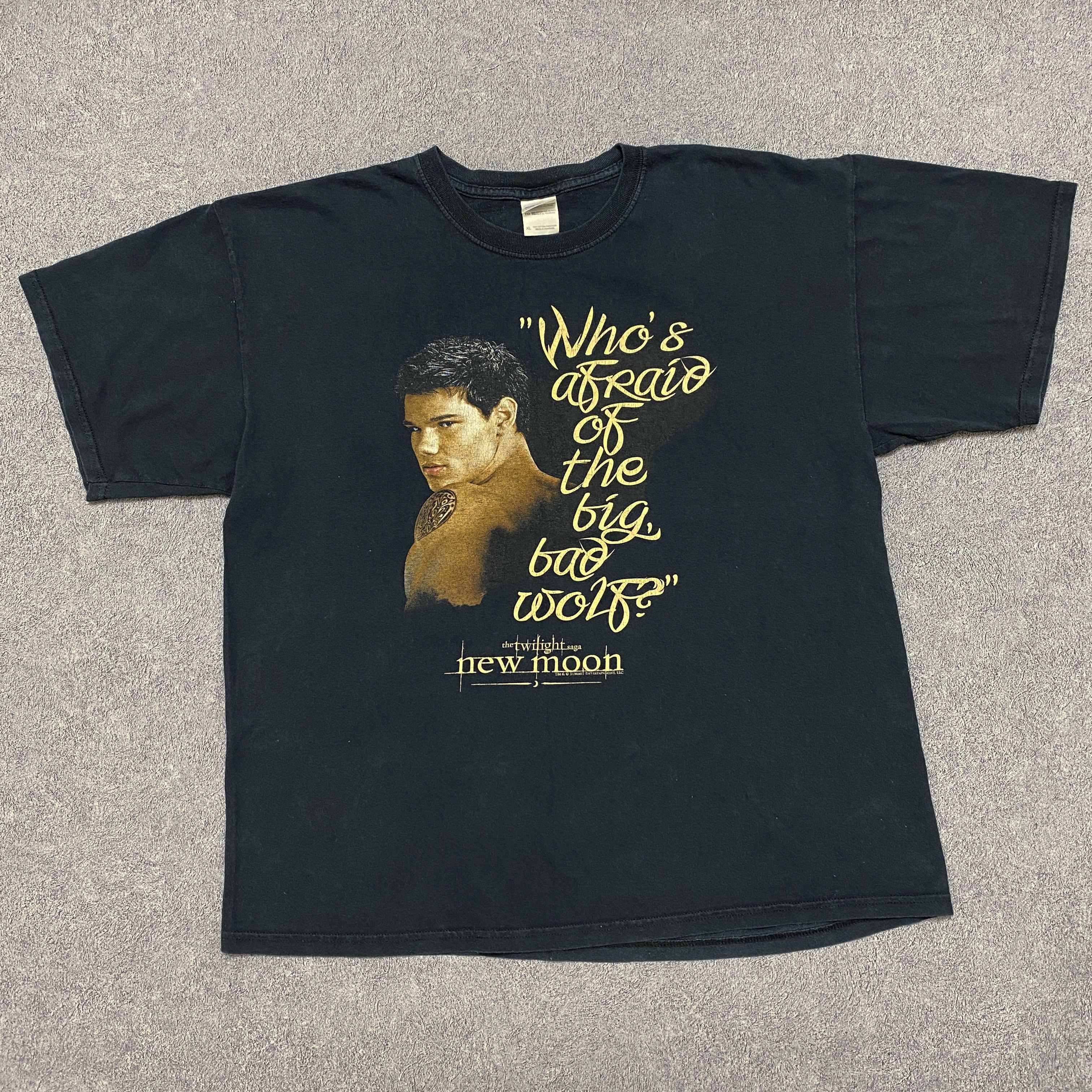 image of Twilight Shirt New Moon Jacob Vampire Vintage Movie Tees in Black, Men's (Size XL)