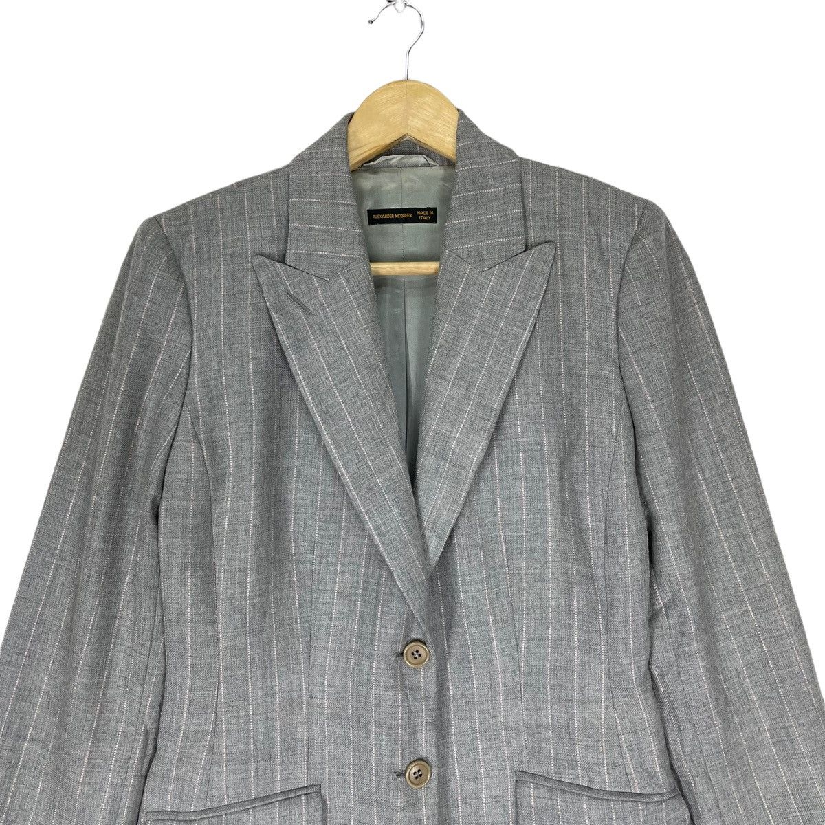 Alexander McQueen ❄️ALEXANDER MCQUEEN FW2011 SINGLE BREAST STRIPED BLAZER COAT Size S / US 4 / IT 40 - 2 Thumbnail