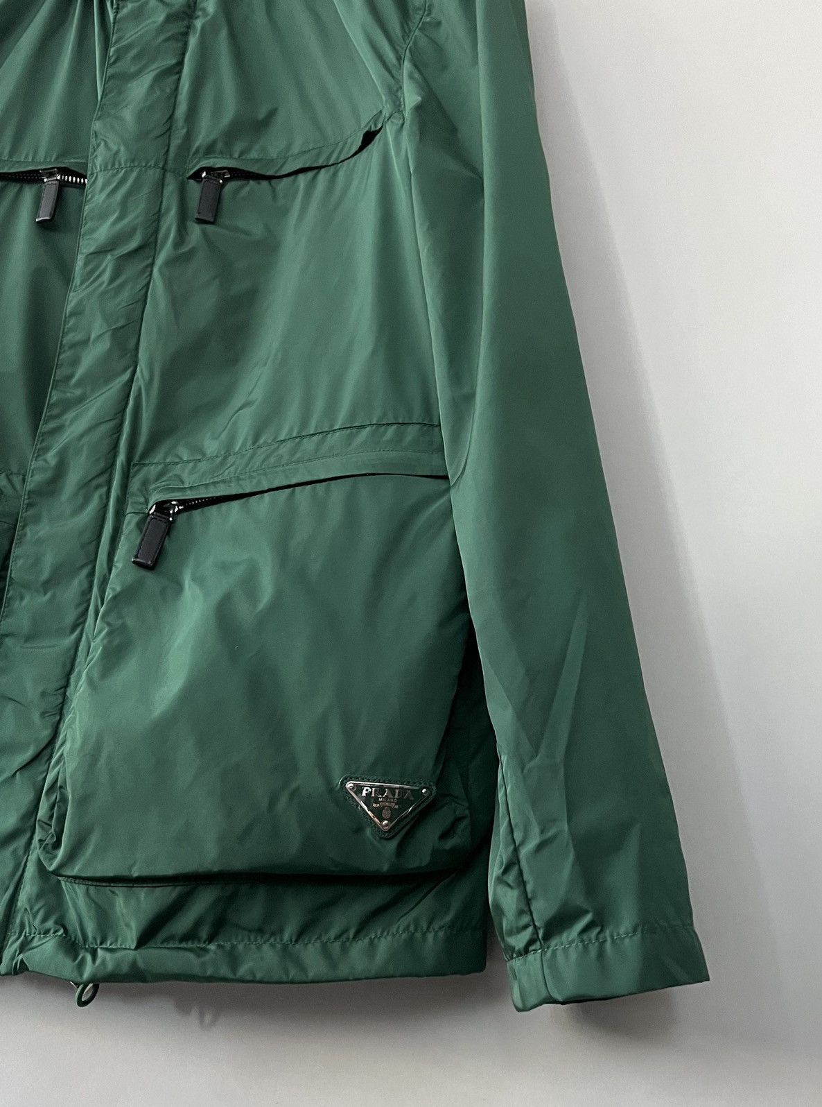 image of Prada Logo Cargo Jacket in Green, Men's (Size Small)