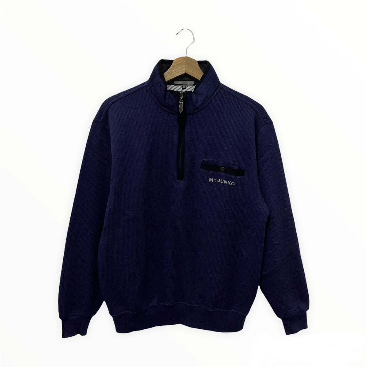 Japanese Brand × Mr. Junko × Vintage Vintage Mr Junko Single Pocket Half Zip Sweatshirt Size US M / EU 48-50 / 2 - 2 Thumbnail