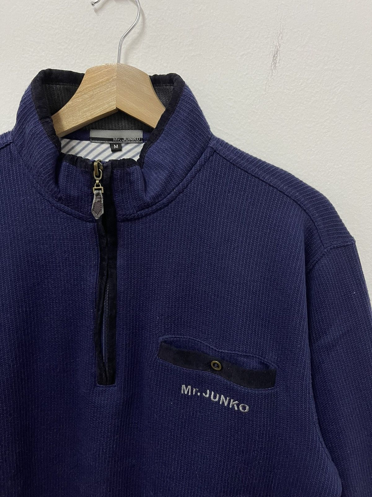 Japanese Brand × Mr. Junko × Vintage Vintage Mr Junko Single Pocket Half Zip Sweatshirt Size US M / EU 48-50 / 2 - 1 Thumbnail