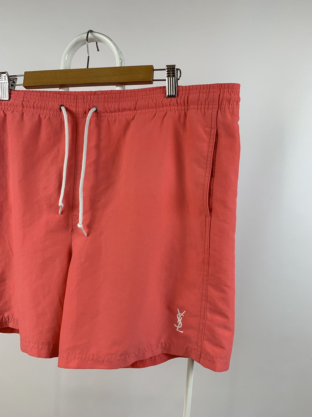 Vintage 90s Vintage Yves Saint Laurent YSL Pink Swimming Shorts Size US 33 - 3 Thumbnail