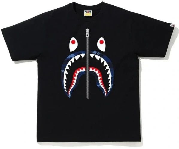Bape BLUE BAPE Color Camo Shark T-Shirt Black/Navy Size US L / EU 52-54 / 3 - 2 Thumbnail