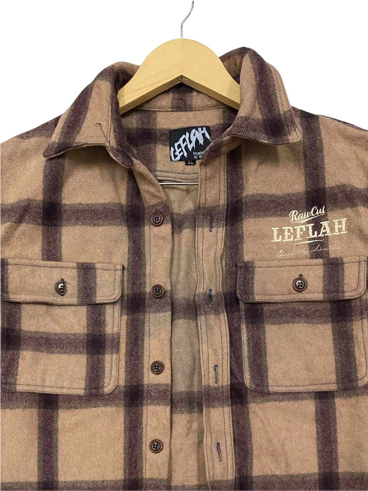 Flannel × Japanese Brand VINTAGE FLANNEL LEFLAH RAIN CUT WOOL FLEECE SHIRTS Size US M / EU 48-50 / 2 - 3 Thumbnail