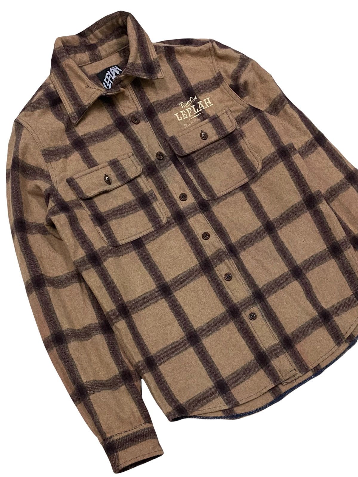 Flannel × Japanese Brand VINTAGE FLANNEL LEFLAH RAIN CUT WOOL FLEECE SHIRTS Size US M / EU 48-50 / 2 - 8 Thumbnail