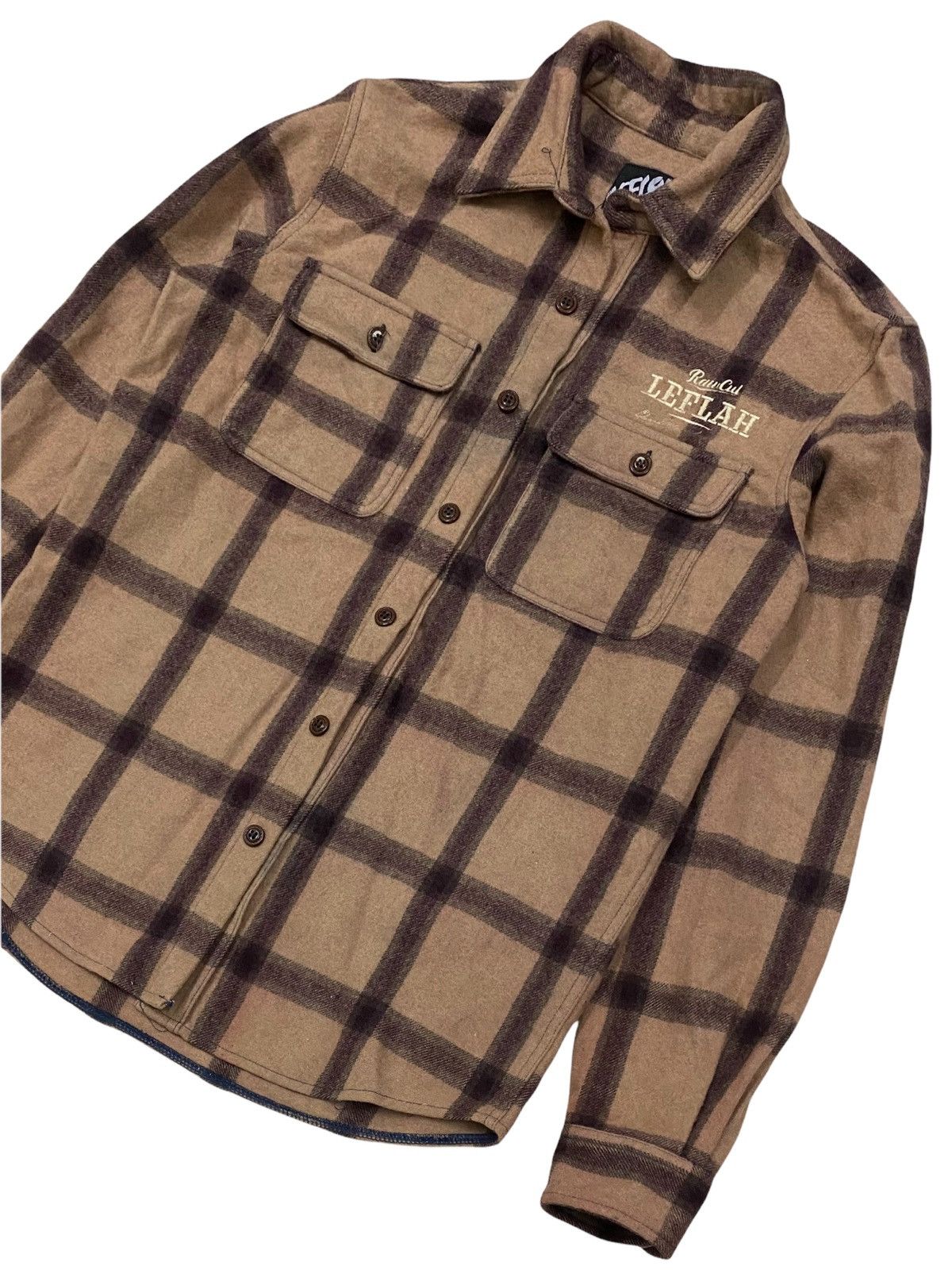 Flannel × Japanese Brand VINTAGE FLANNEL LEFLAH RAIN CUT WOOL FLEECE SHIRTS Size US M / EU 48-50 / 2 - 7 Thumbnail