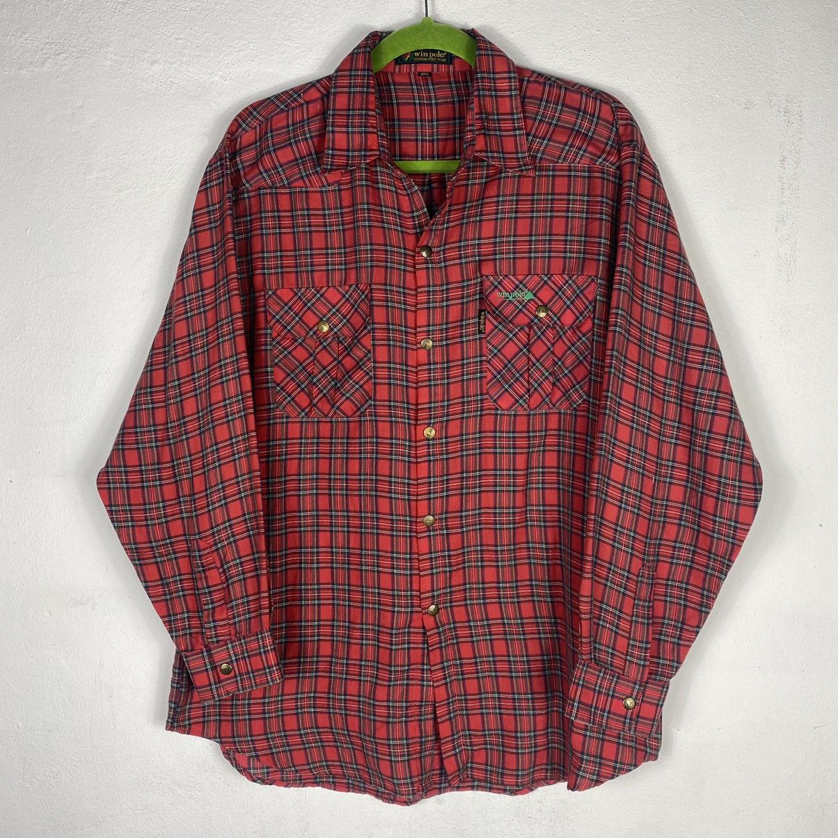 Red Tartan Snap Button Longsleeve By Wing Pole