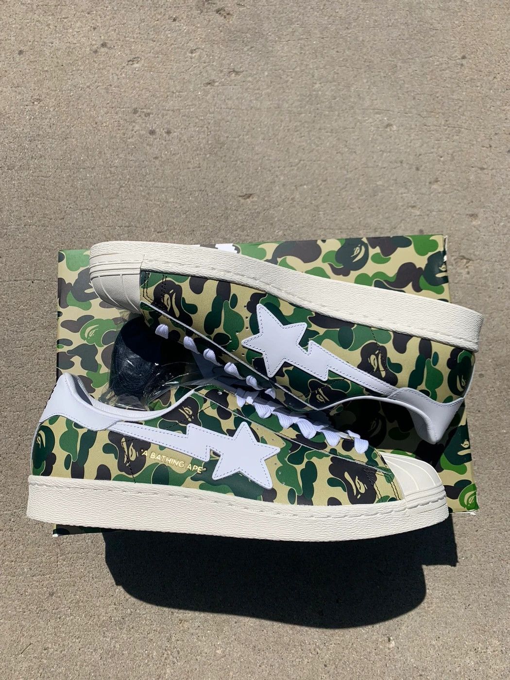 image of Adidas x Bape 80's Superstar Camo Shoes, Men's (Size 10)