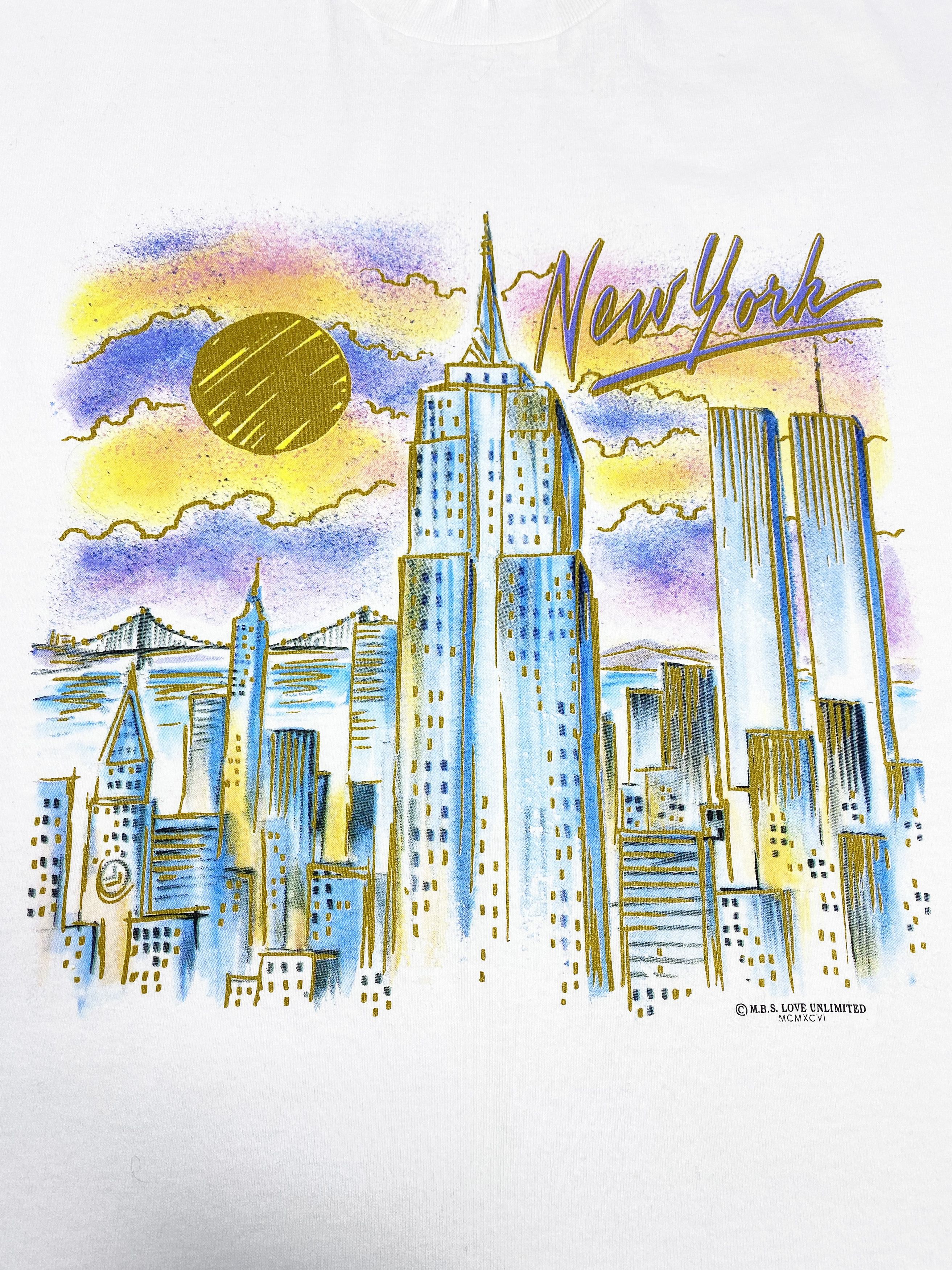 Vintage New York 1996 Vintage Manhattan Printed Art T-Shirt Tee Size US XL / EU 56 / 4 - 2 Thumbnail