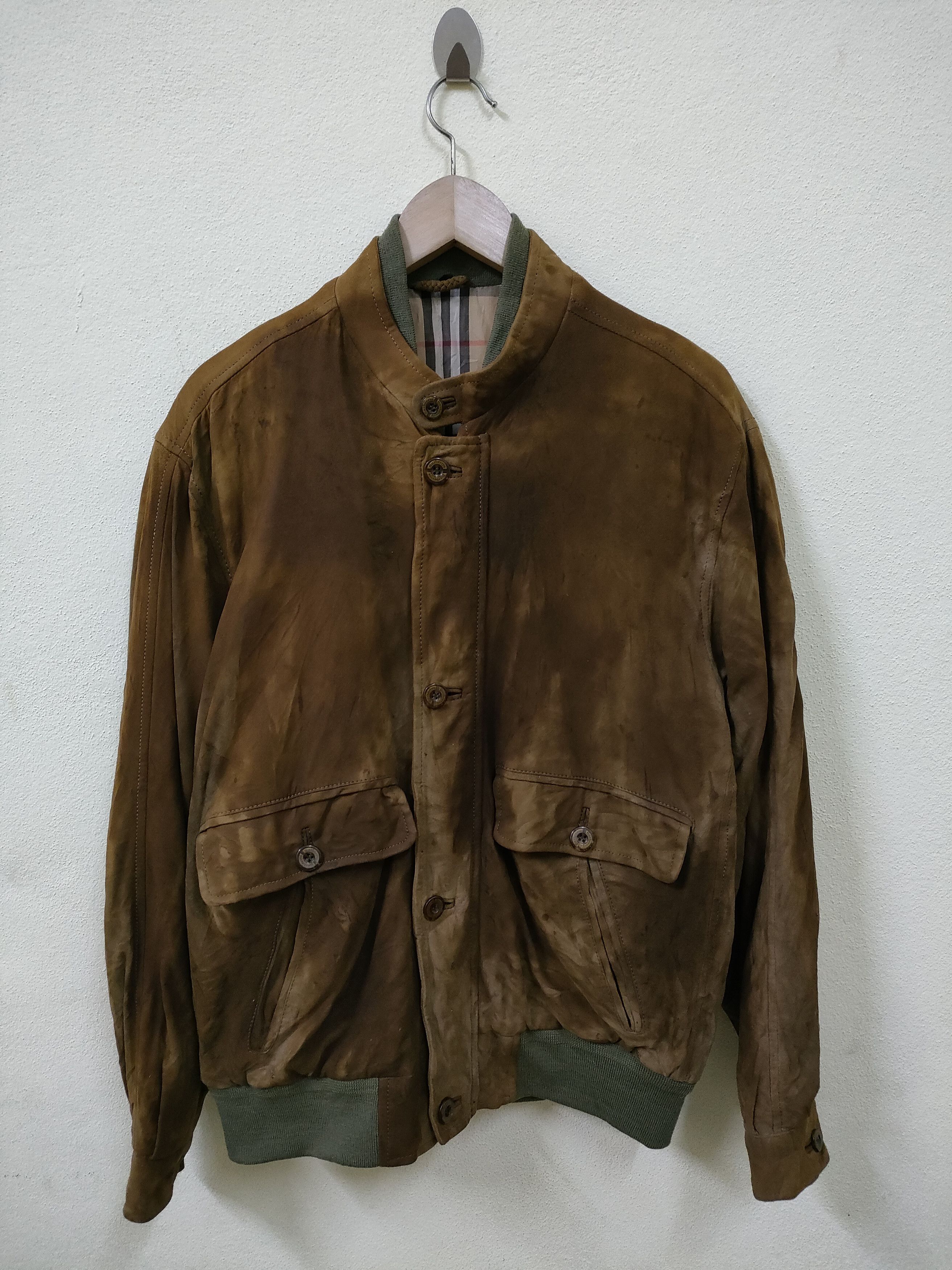 Burberry × Vintage Vintage Burberrys Suede Leather College Jacket Size US M / EU 48-50 / 2 - 2 Thumbnail