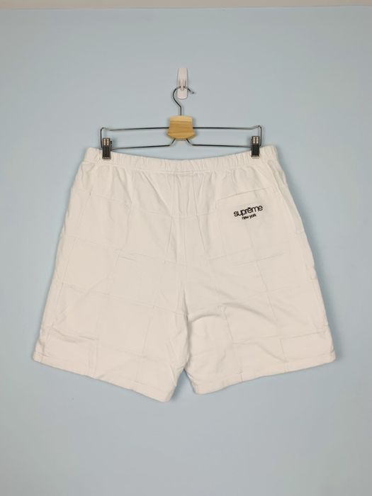 Supreme 2018 Supreme White Patchwork Pique Shorts Medium | Grailed