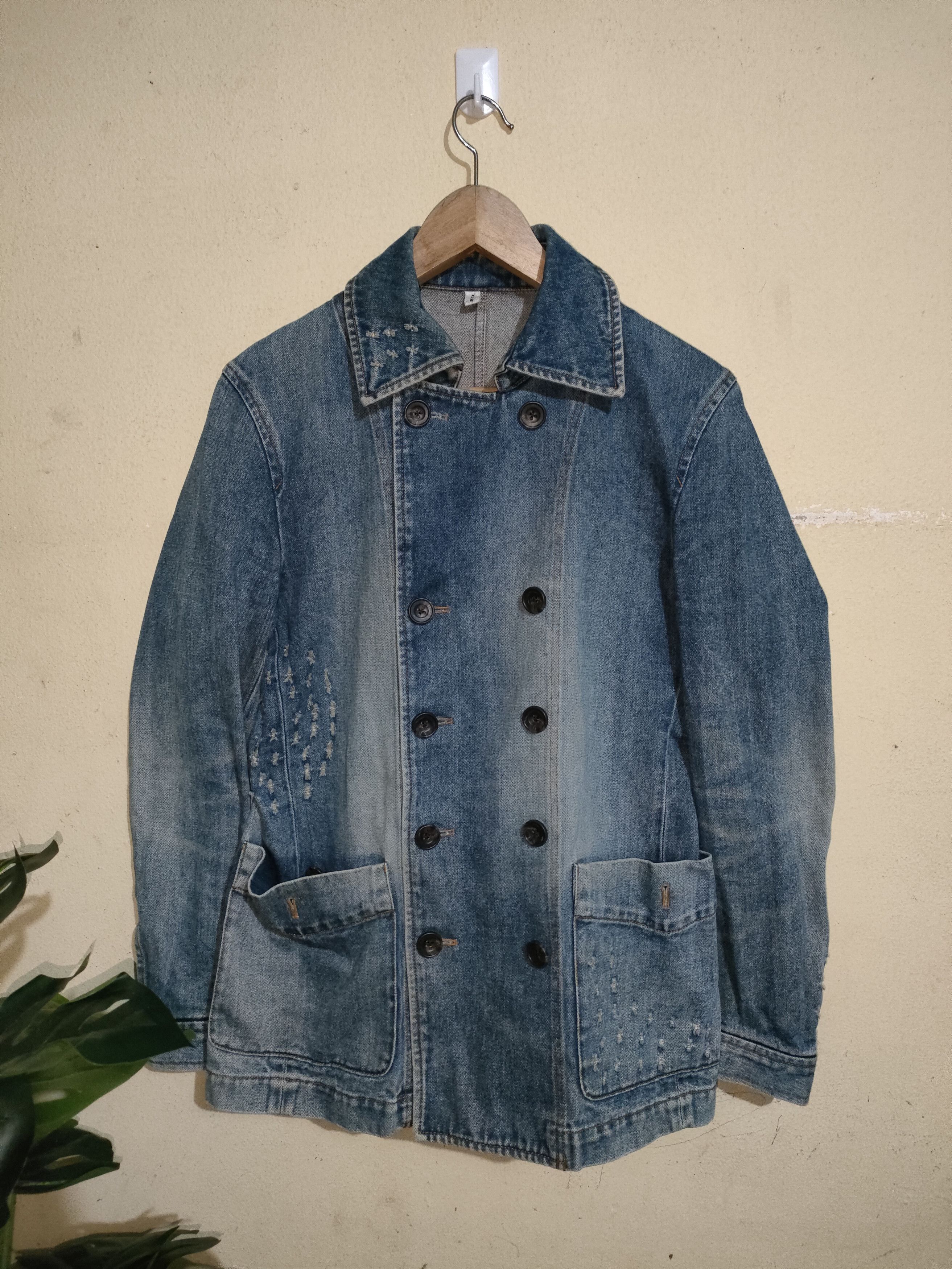 Other A.B.X Double Breast Distressed Denim Jacket Size US S / EU 44-46 / 1 - 1 Thumbnail