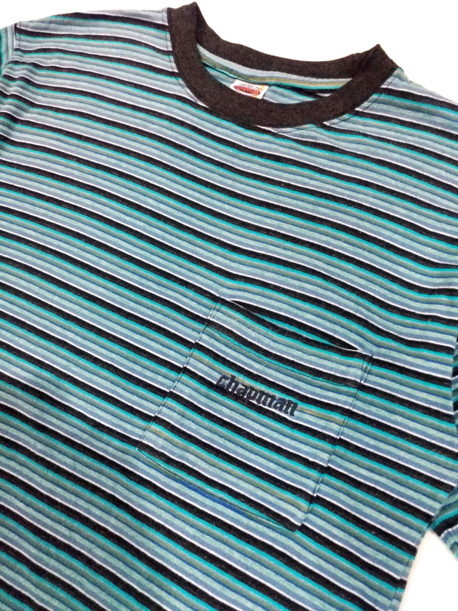 Designer RARE! CHAPMAN EMBORIDERED LOGO SINGLE POCKET STRIPES TEE Size US M / EU 48-50 / 2 - 5 Thumbnail
