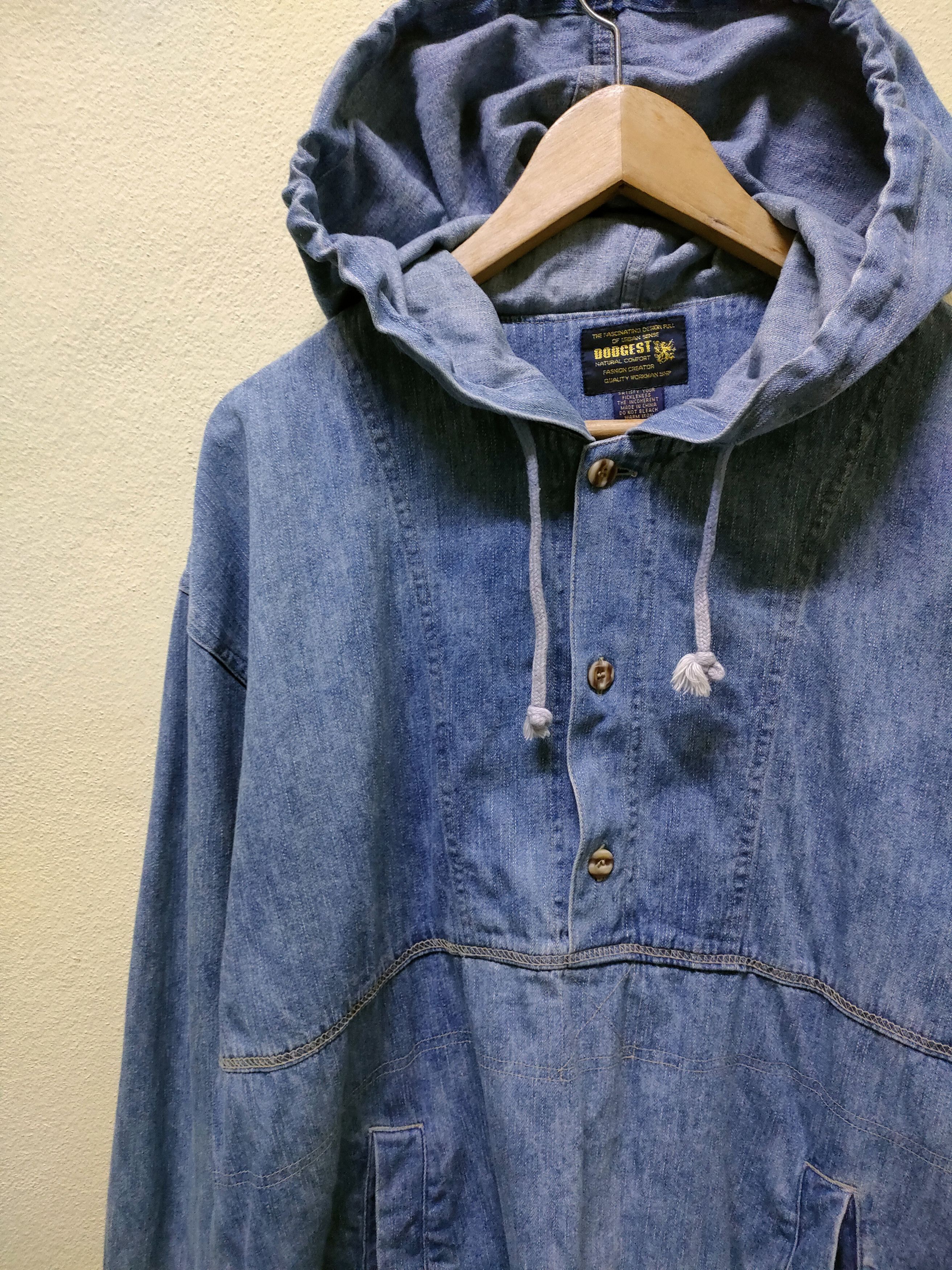 Japanese Brand Dodgers Denim Hoodie Half Button Size US L / EU 52-54 / 3 - 6 Thumbnail