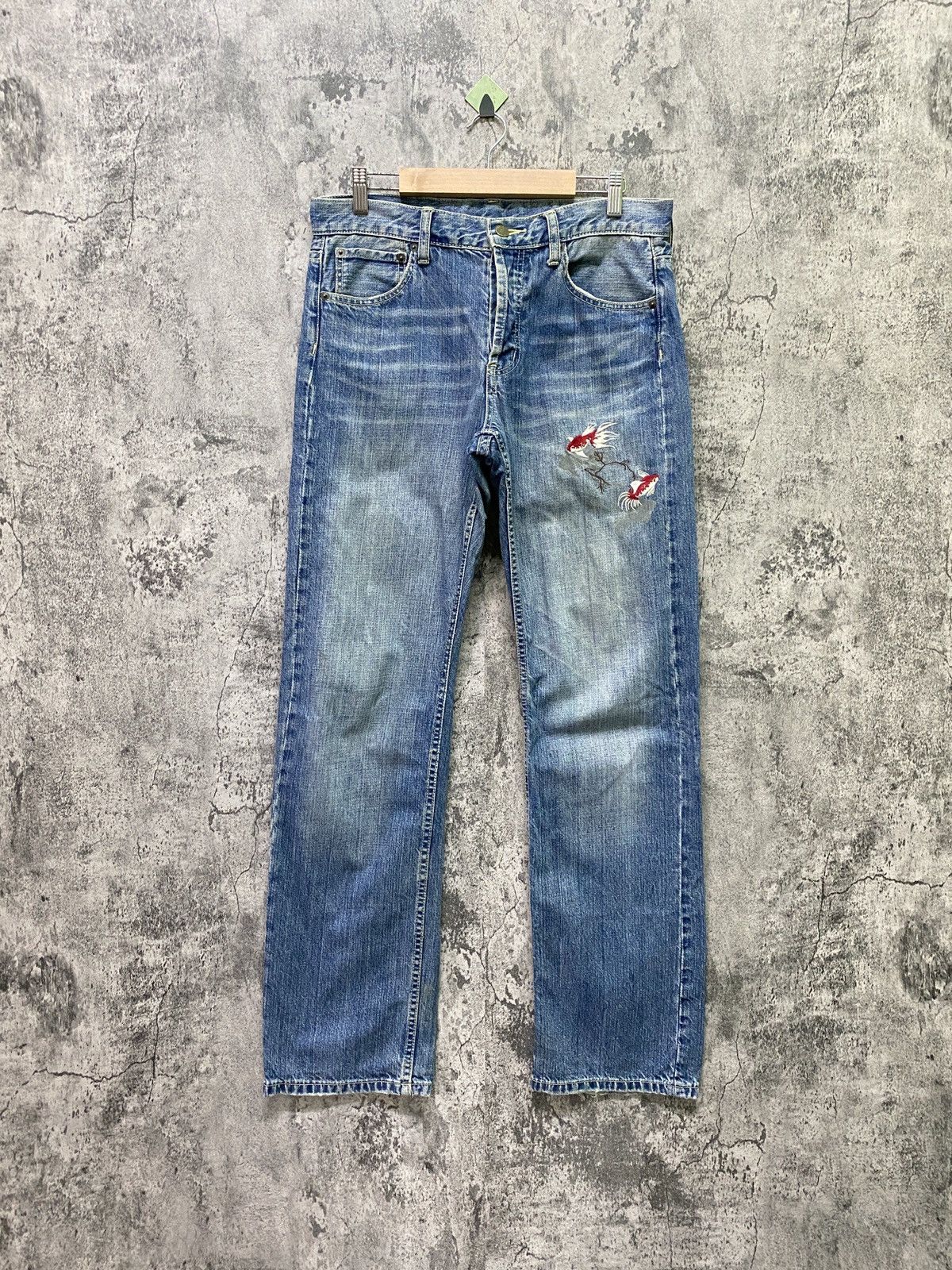 Japanese Brand TAKEO KIKUCHI Embroidered Fishh Japanese Motif Jeans Size US 32 / EU 48 - 1 Thumbnail