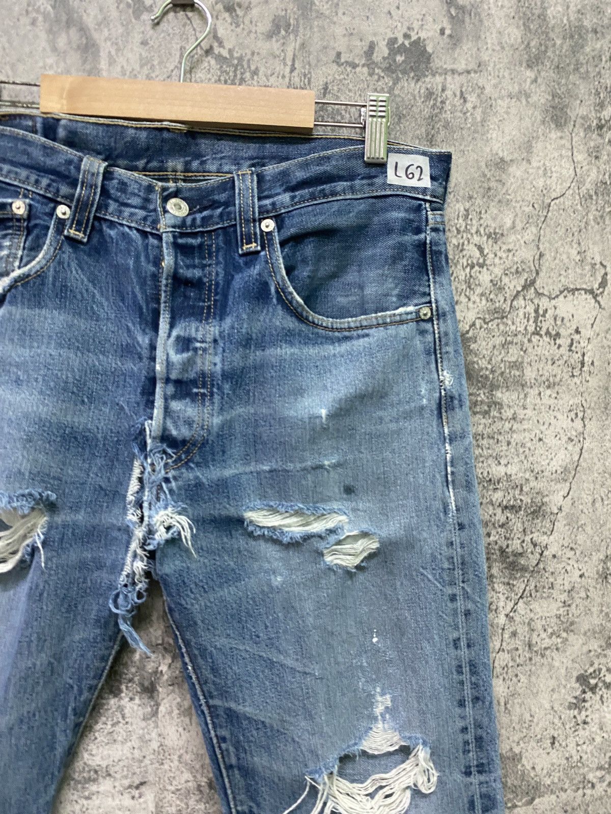 Levi's × Vintage Vintage Levi's 501 Super Distressed Jeans -L62 Size US 32 / EU 48 - 6 Thumbnail