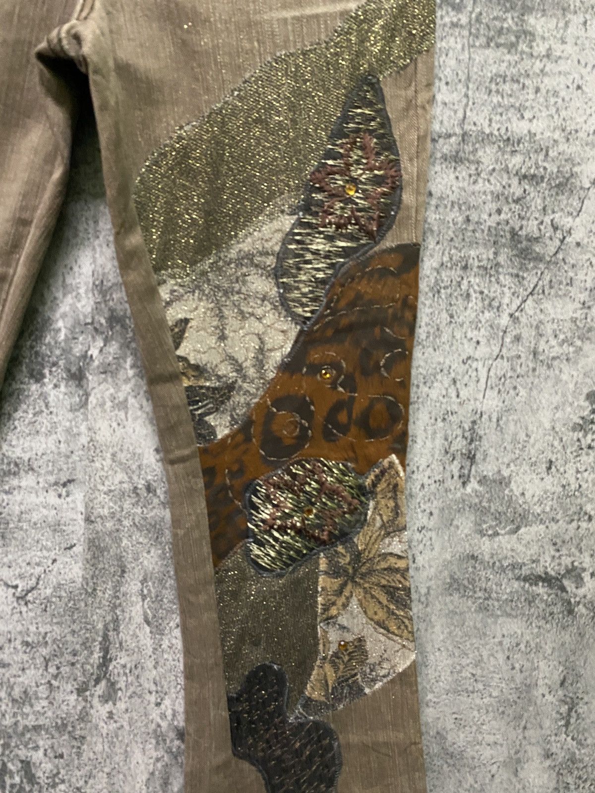 Designer × Japanese Brand Japanese C.O.X COSMO JEANS Flared Patchwork Pants Size US 27 - 6 Thumbnail