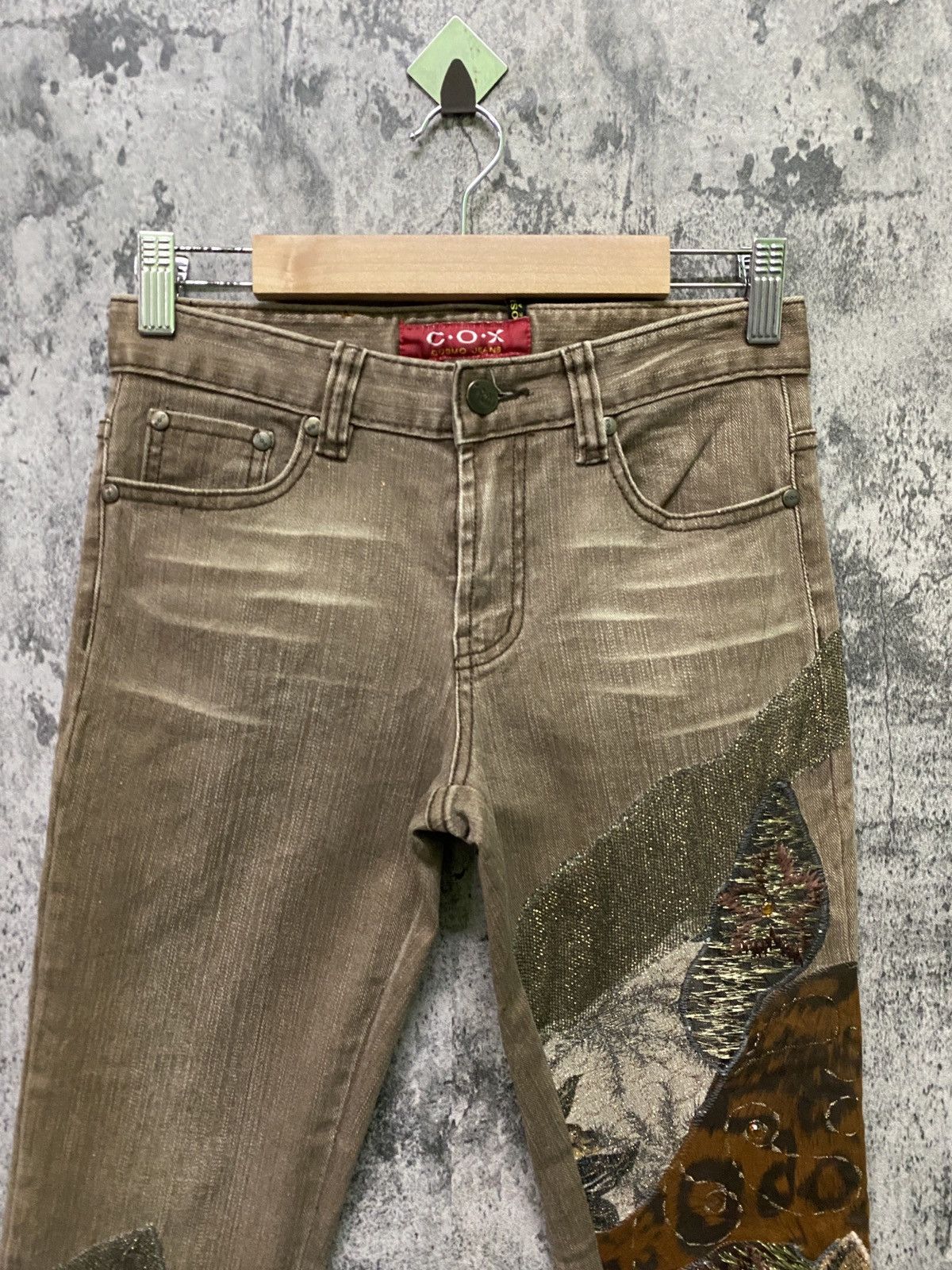 Designer × Japanese Brand Japanese C.O.X COSMO JEANS Flared Patchwork Pants Size US 27 - 3 Thumbnail