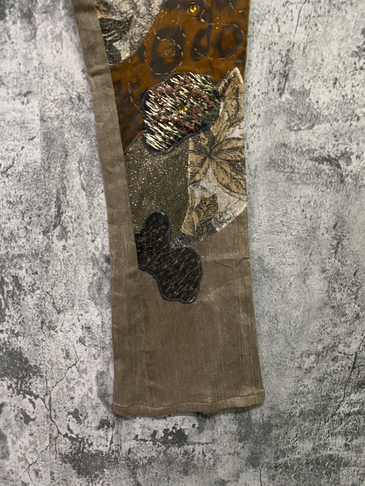 Designer × Japanese Brand Japanese C.O.X COSMO JEANS Flared Patchwork Pants Size US 27 - 7 Thumbnail