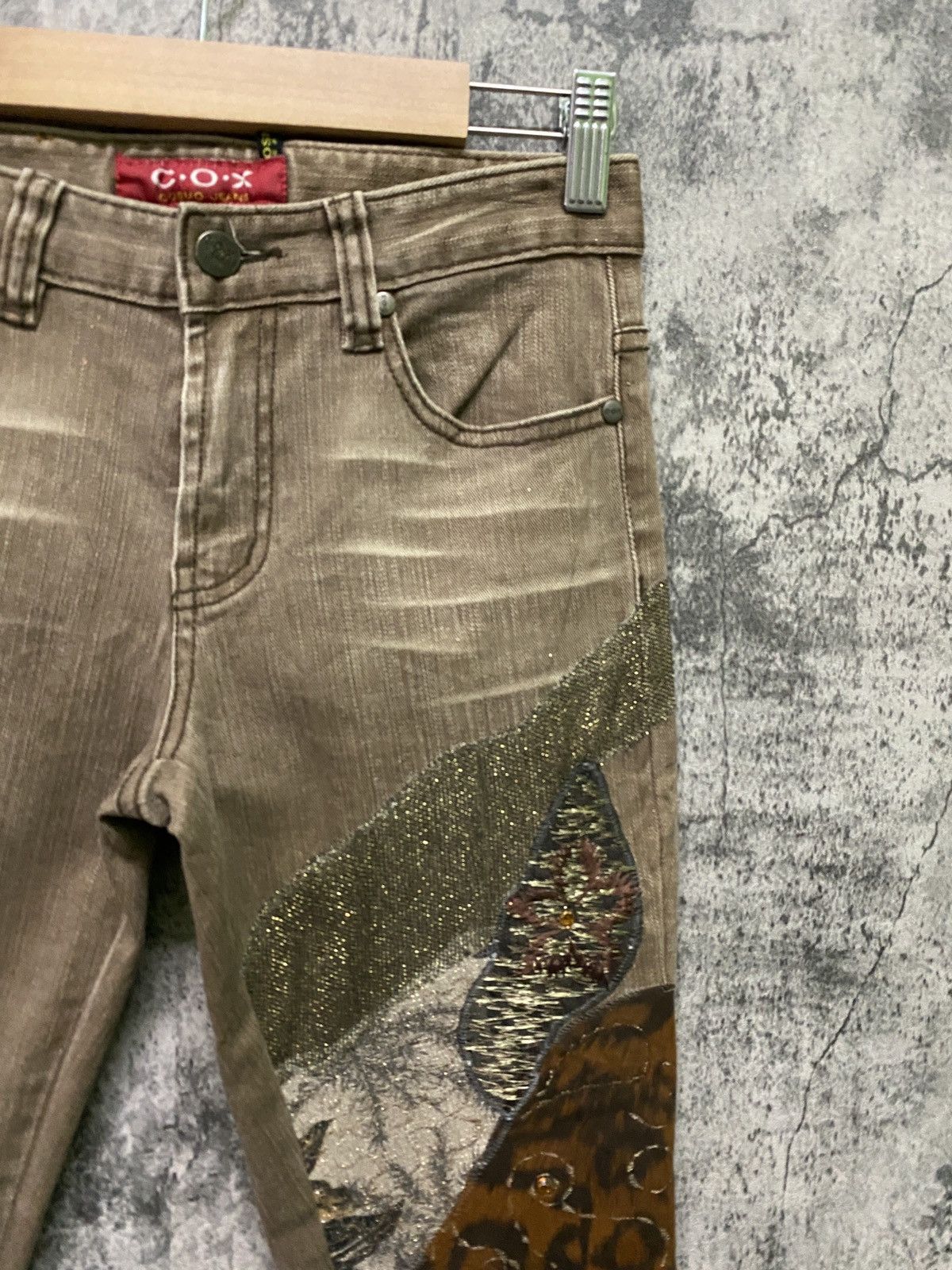 Designer × Japanese Brand Japanese C.O.X COSMO JEANS Flared Patchwork Pants Size US 27 - 5 Thumbnail