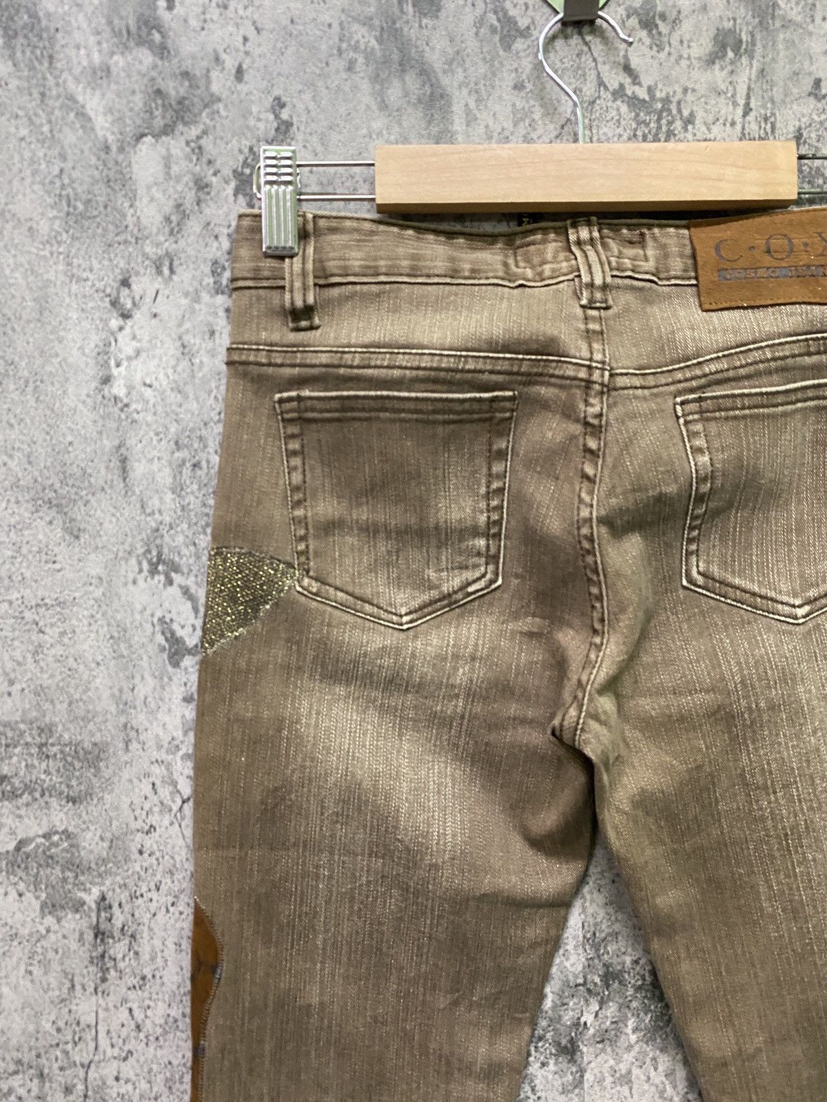 Designer × Japanese Brand Japanese C.O.X COSMO JEANS Flared Patchwork Pants Size US 27 - 11 Thumbnail