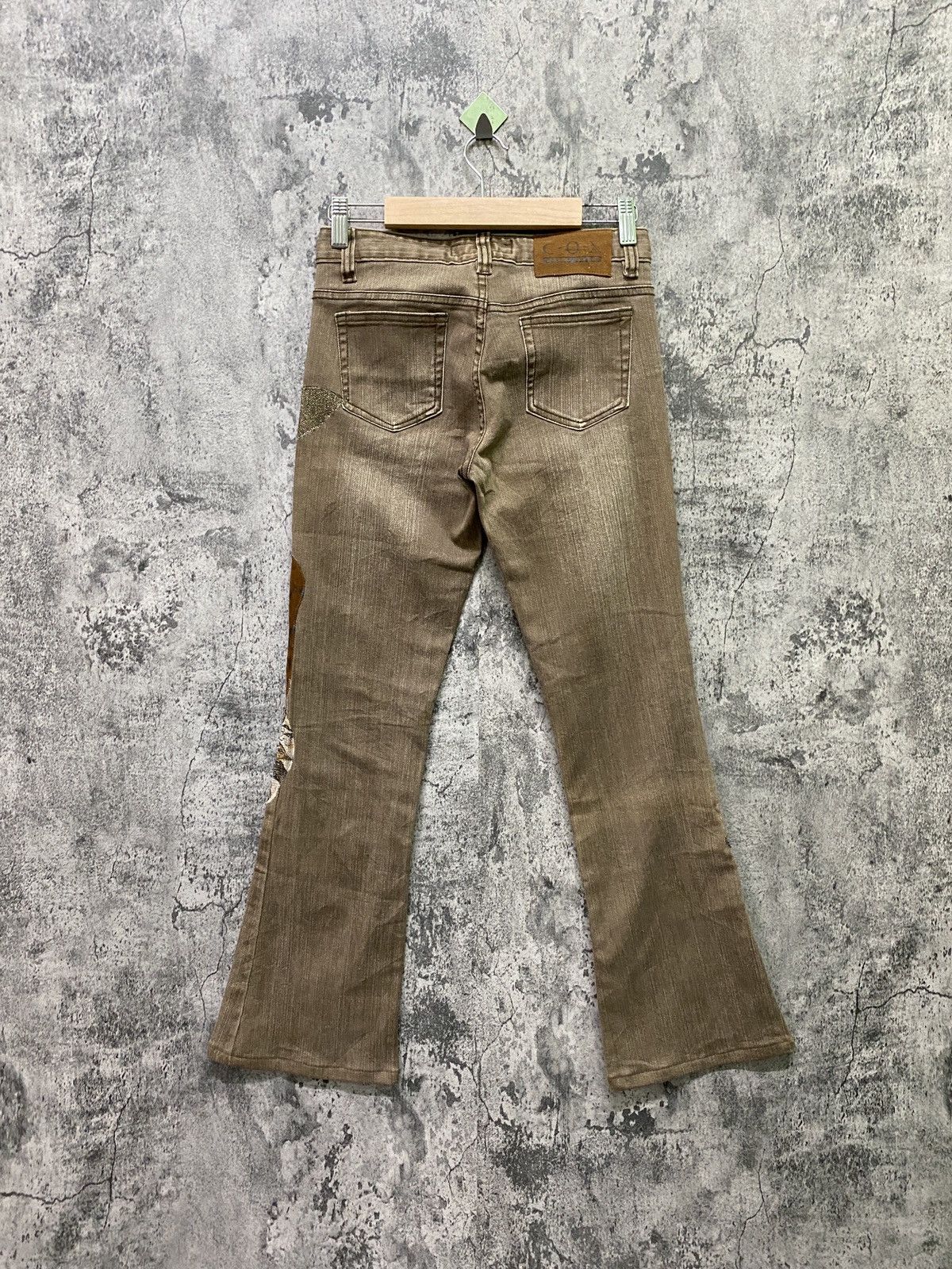 Designer × Japanese Brand Japanese C.O.X COSMO JEANS Flared Patchwork Pants Size US 27 - 2 Thumbnail